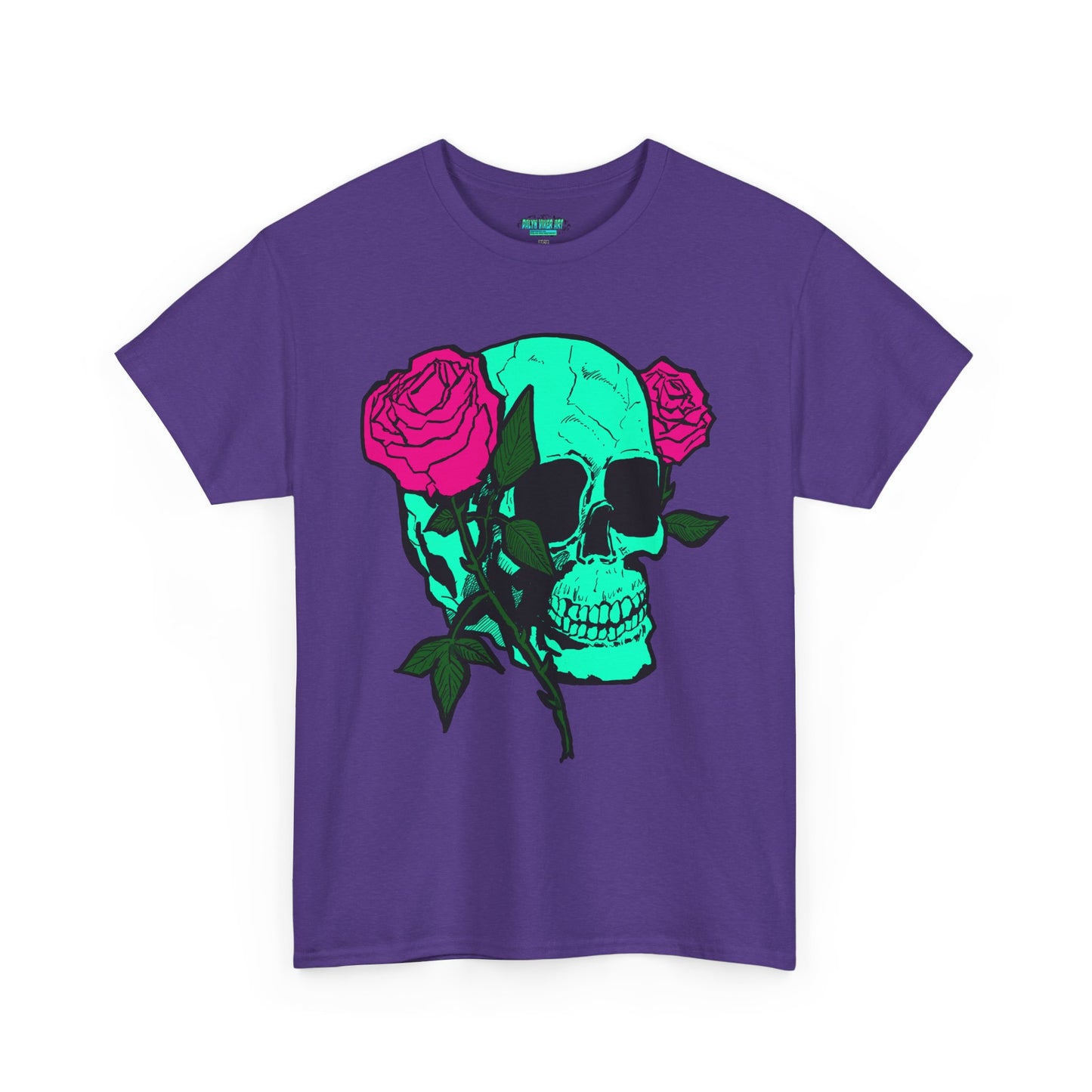 Edgy Skull & Roses Unisex Heavy Cotton Tee - Graphic T-Shirt for Alternative Fashion Lovers