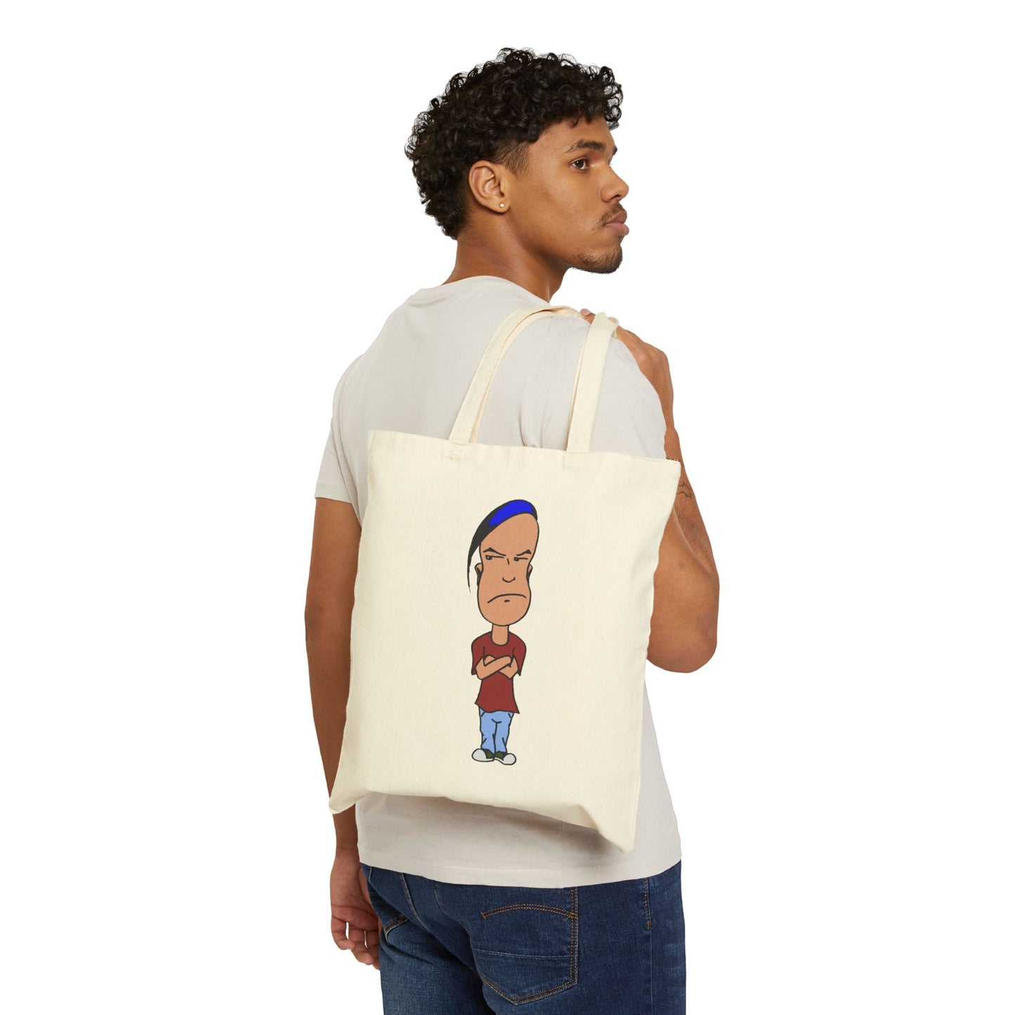 Smug - Canvas Tote Bag — Cartoon Grumpy Teen Character Illustration