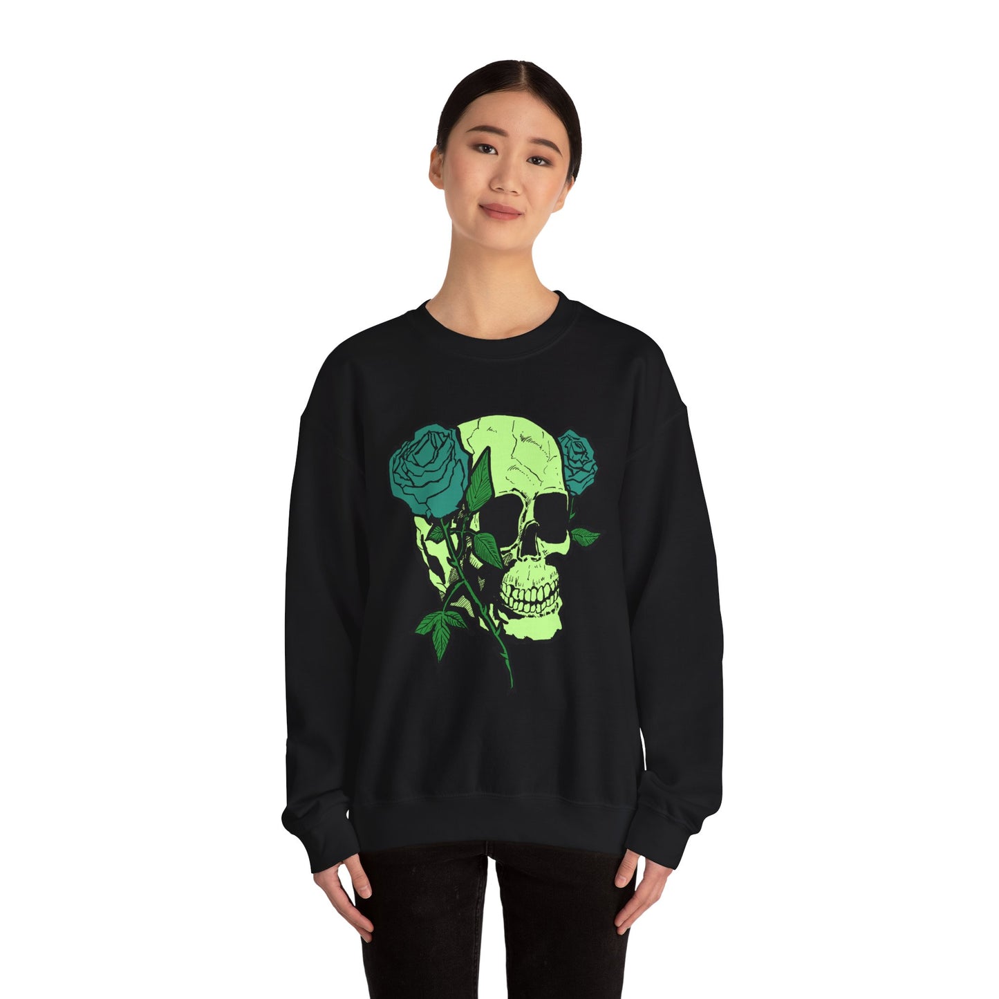 Skull and Roses Crewneck Sweatshirt for Unisex