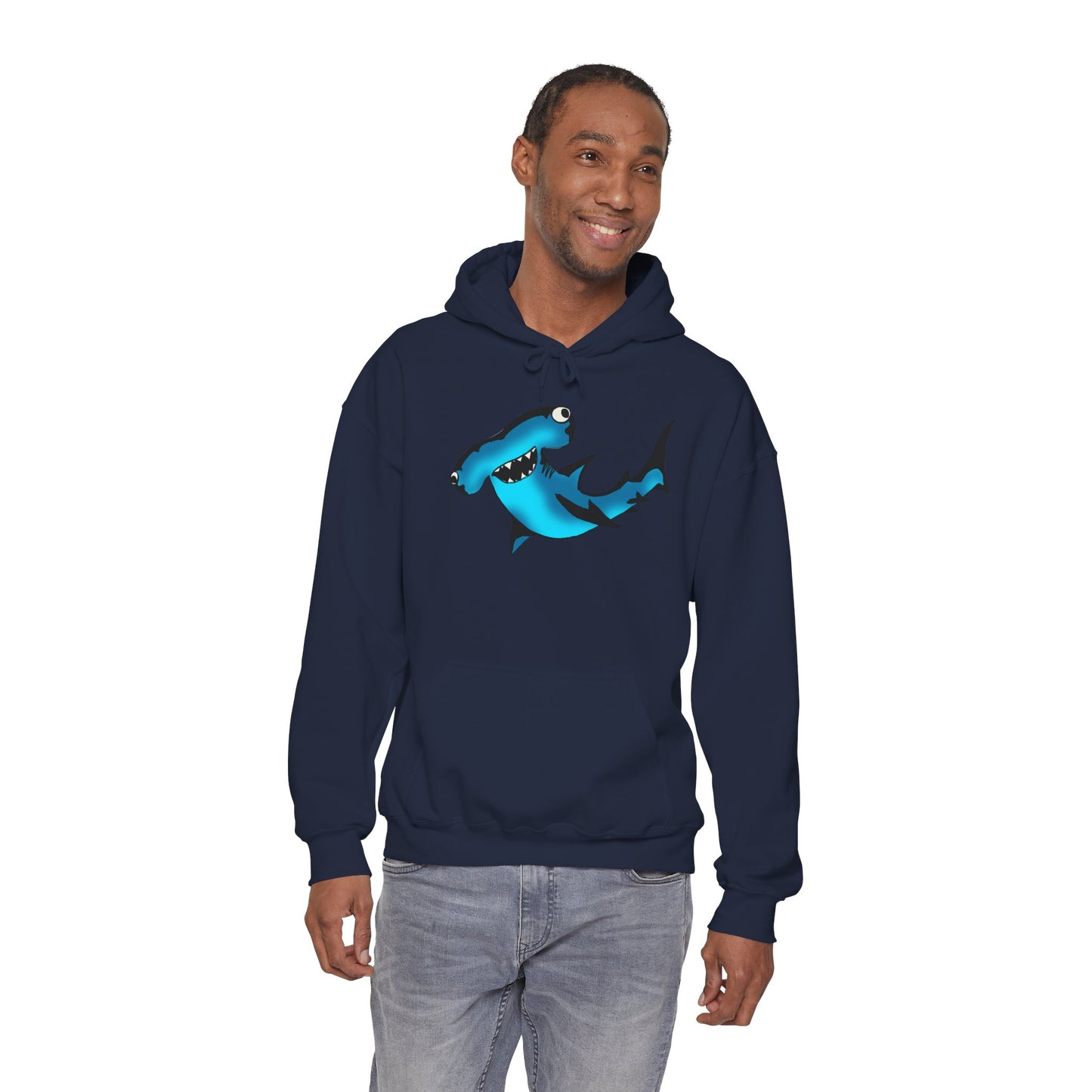 Harley Hammerhead Shark Design Unisex Hooded Sweatshirt, Funny Gift for Ocean Lovers, Casual Wear, Beach Days, Unique Apparel, Birthday Present