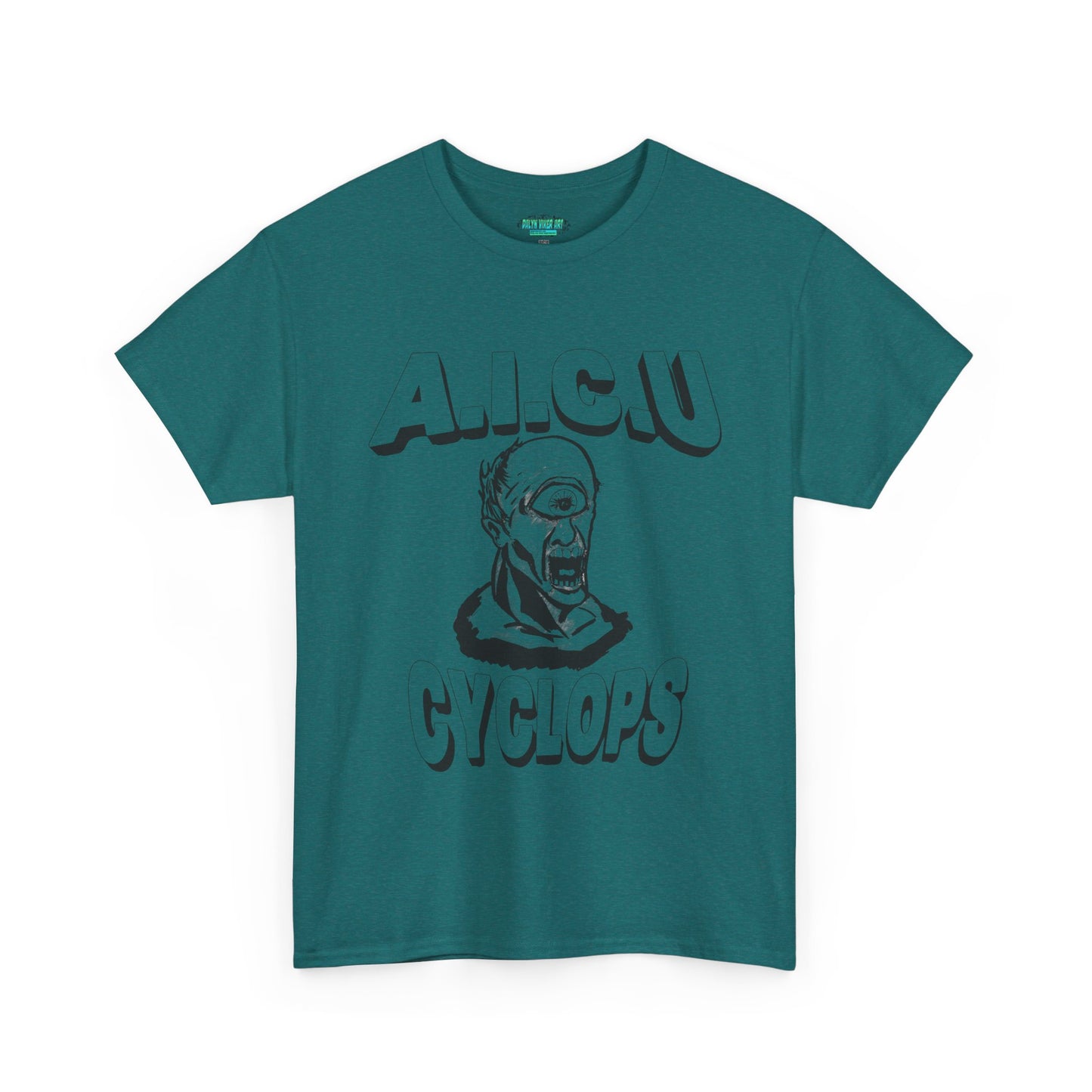 Graphic Unisex Tee - Fake AICU University Cyclops Mascot Mythology Shirt