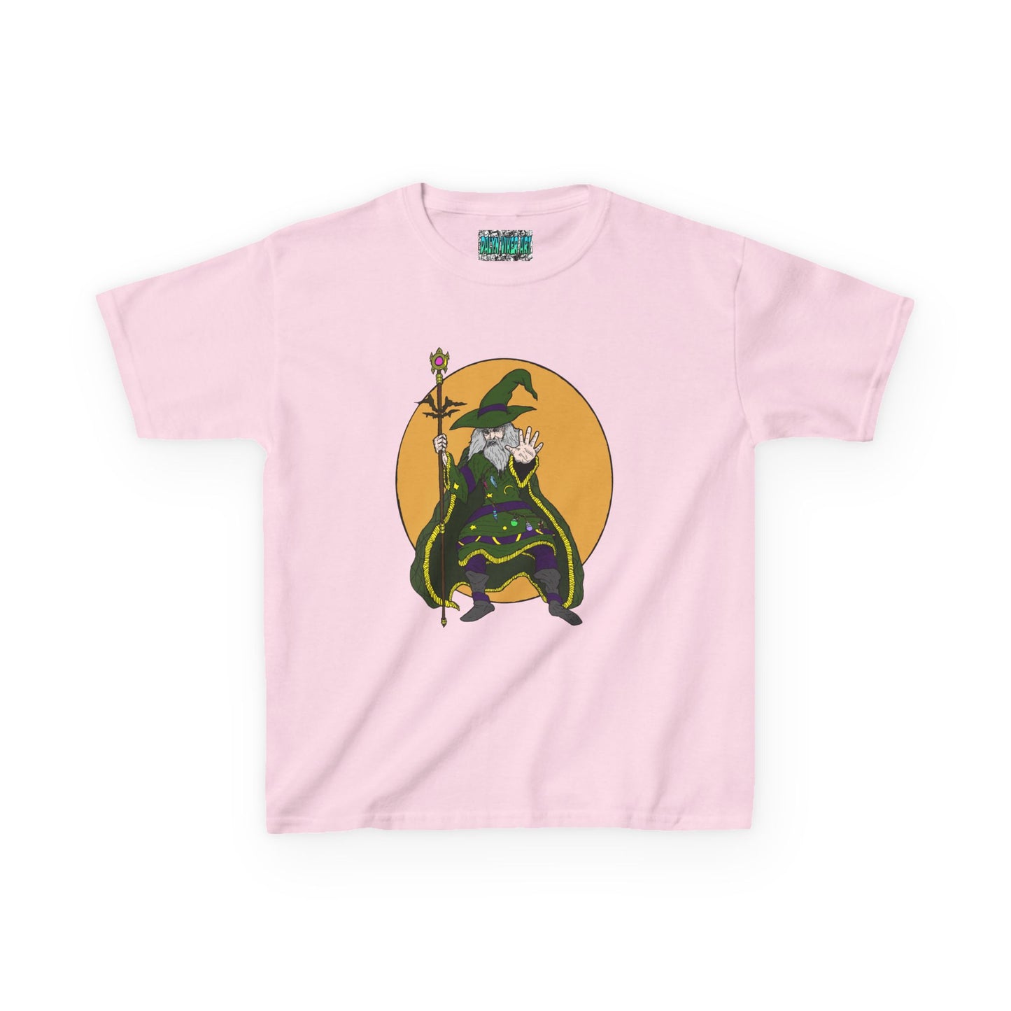 Wizard Holding a Magical Staff Kids Heavy Cotton™ Tee