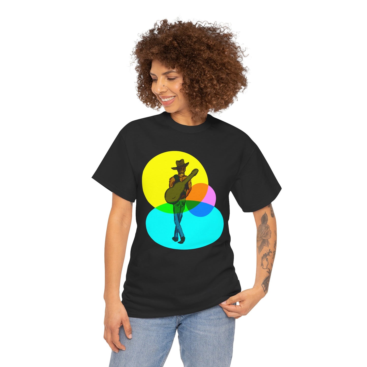 Cowboy Guitar Tee — Colorful Music T‑Shirt
