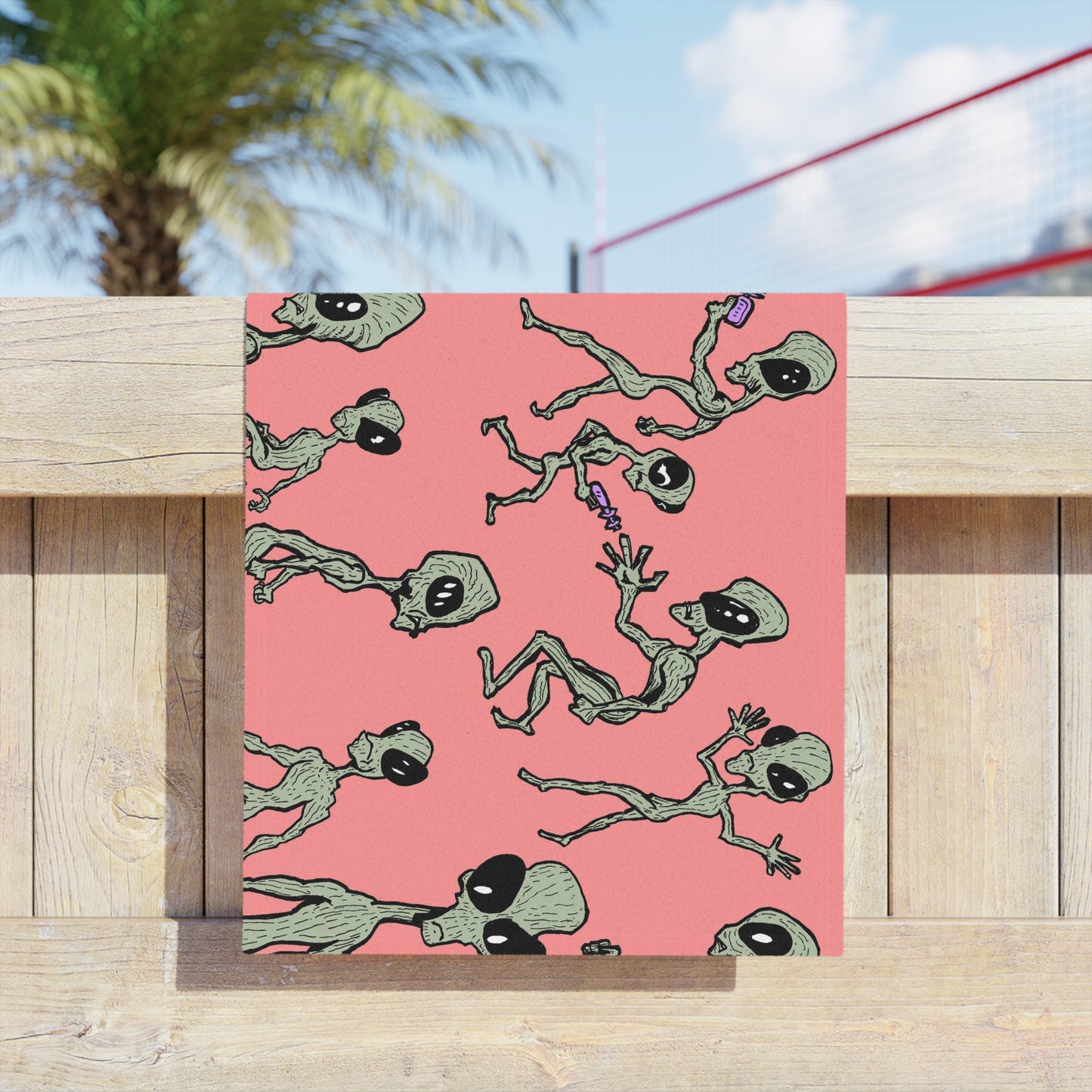 Alien Intrusion - Salmon Background - Beach Towel