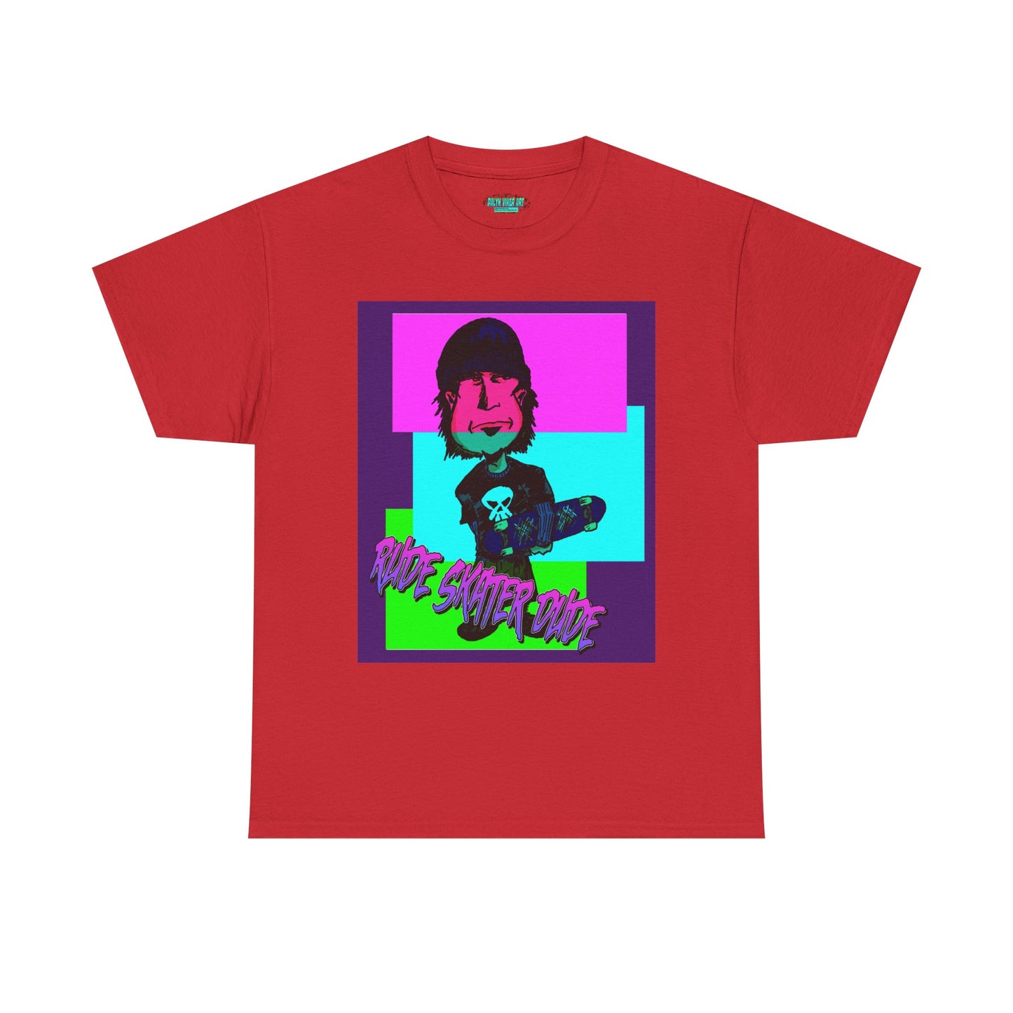 Retro Neon Skateboard Tee — "Rude Skater Dude" Graphic