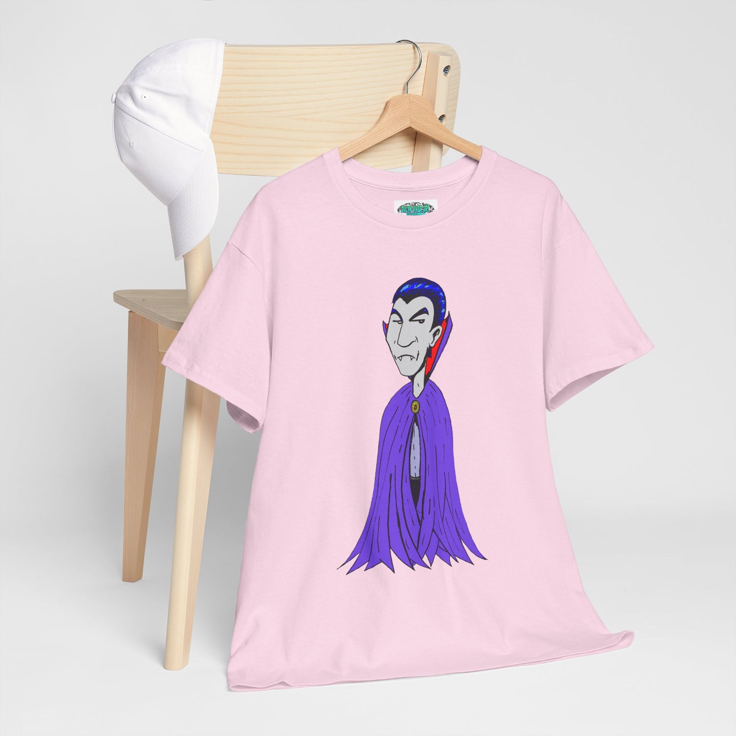Vampire Cartoon Tee - Cute Purple Cloak Dracula Graphic T-Shirt