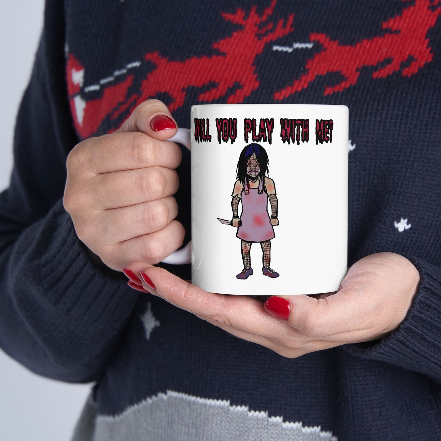 Will You Play With Me? - Evil Doll Ceramic Mug, (11oz)