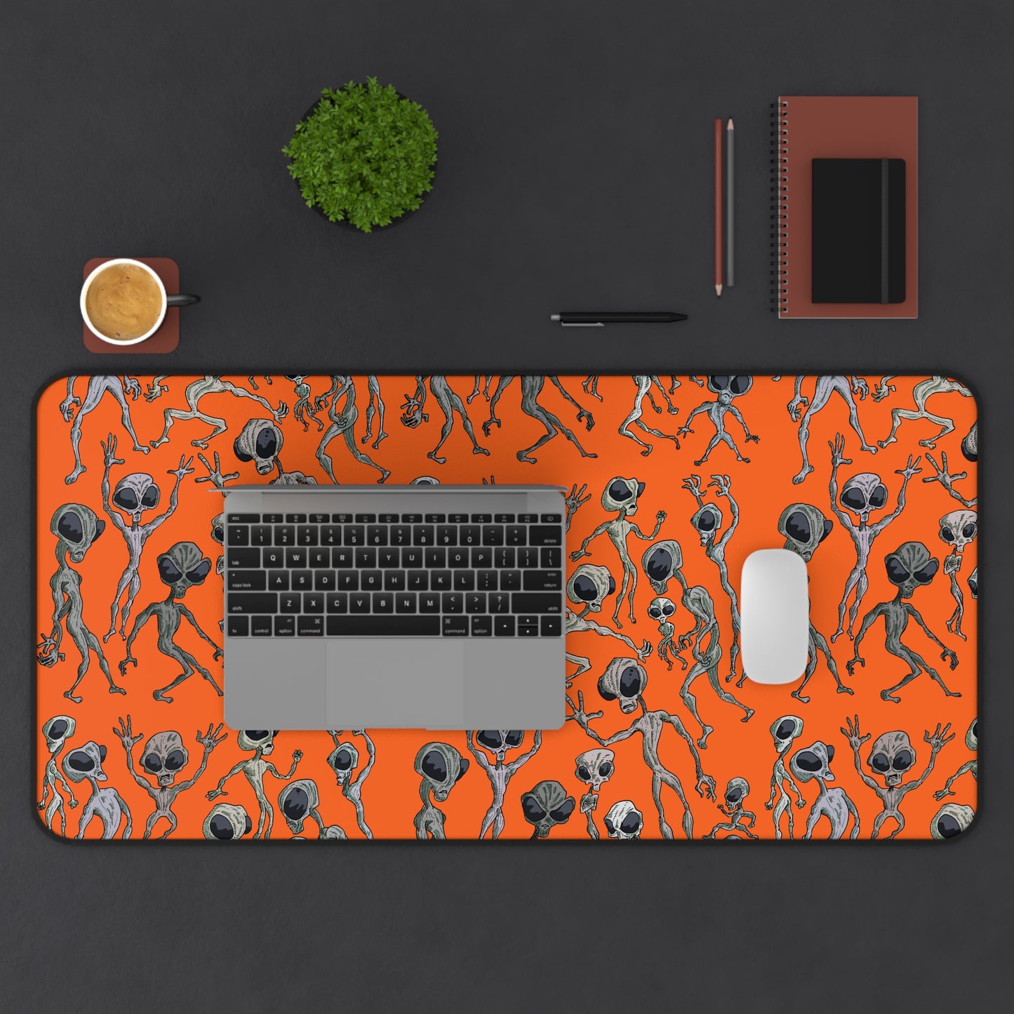 Alien Dance Party Desk Mat - Fun Office Accessory, Alien Decor, Gaming Mat, Unique Gift, Halloween Themed