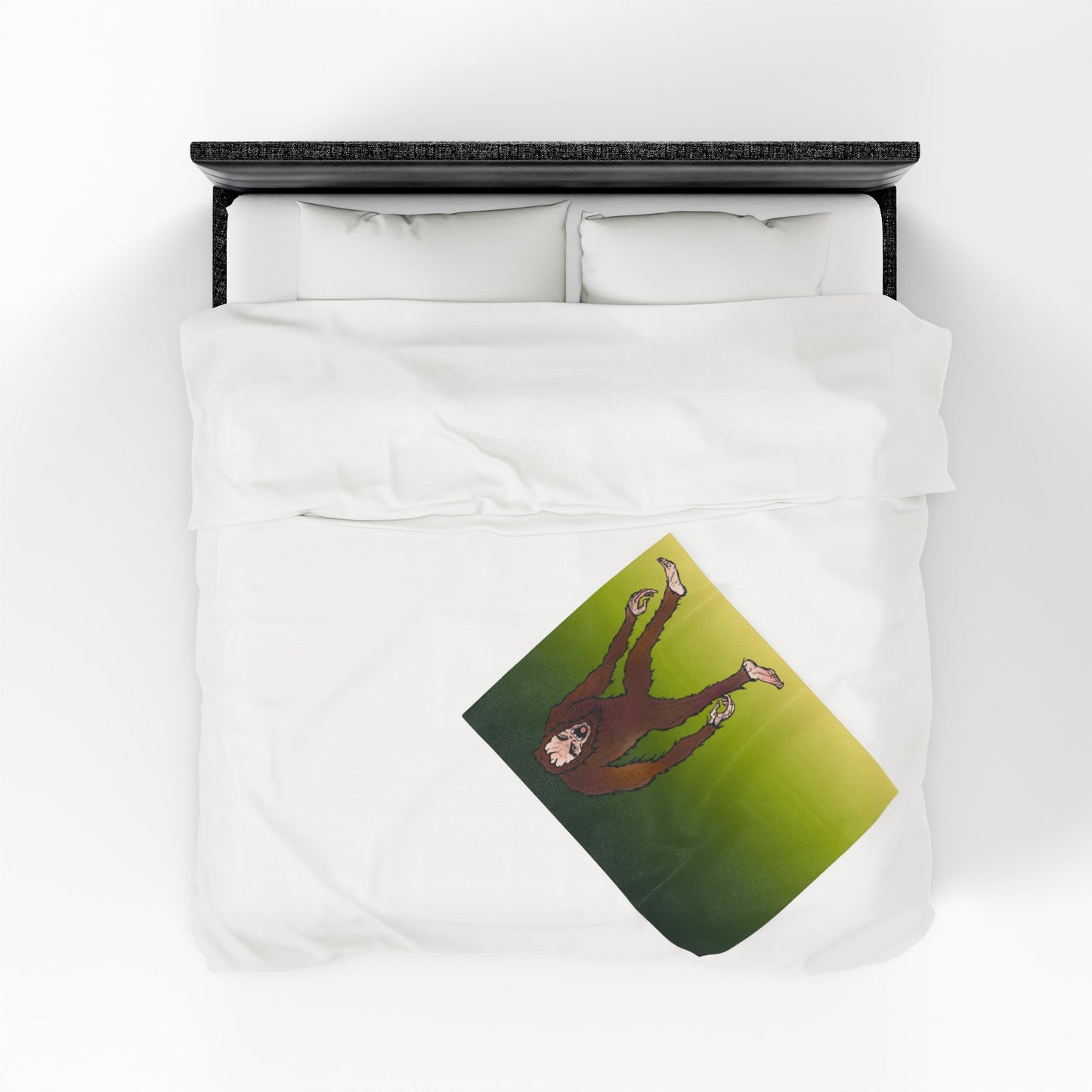 Bigfoot Encounter - Sasquatch Gradient Velveteen Plush Blanket — Soft Green Bigfoot Throw