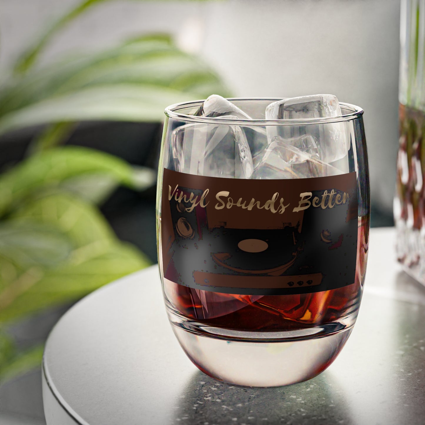 Vinyl Sounds Better Whiskey Glass — Retro Turntable Whiskey Tumbler for Music Lovers
