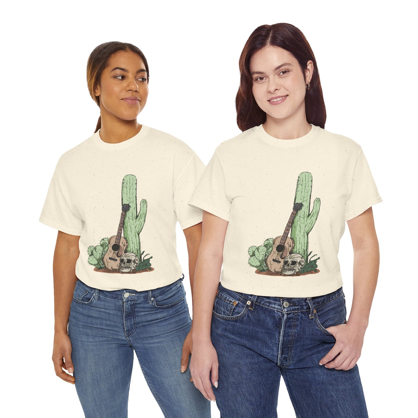 Desert Vibe Graphic Tee - Unisex Heavy Cotton Shirt, Boho Cactus Shirt, Guitar Lover's Gift, Summer Top, Music T-Shirt