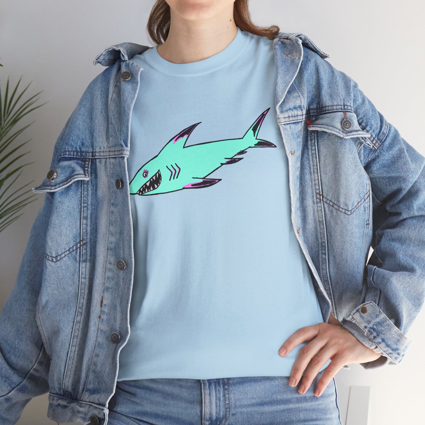 Cool Shark Graphic Unisex Heavy Cotton Tee, Ocean Lover Shirt, Beachwear, Casual Everyday Tee, Gift for Sharks Fans