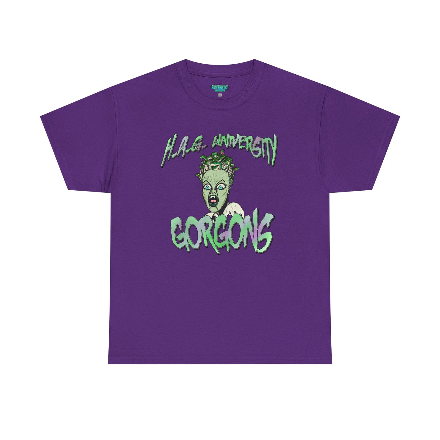 H.A.G. University Gorgons Unisex Heavy Cotton Tee - Spooky & Fun Graphic T-Shirt