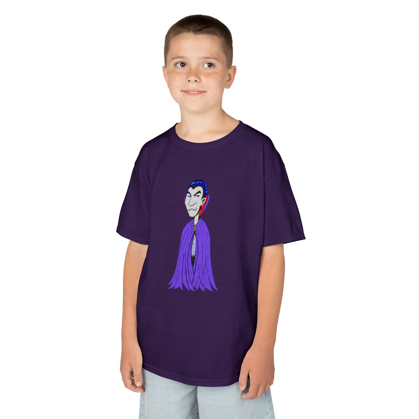 Kids Vampire T-Shirt — Cute Purple Dracula Tee for Halloween