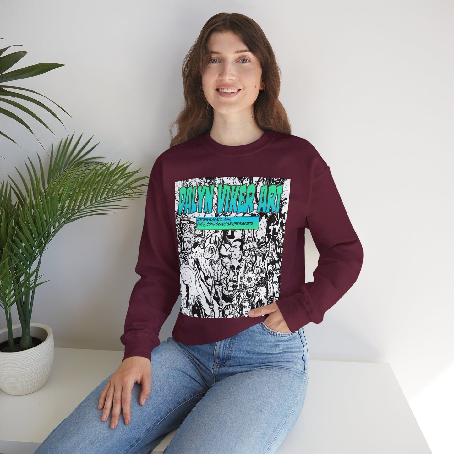 Graphic Art Crewneck Sweatshirt - Dalyan Viker Art Edition