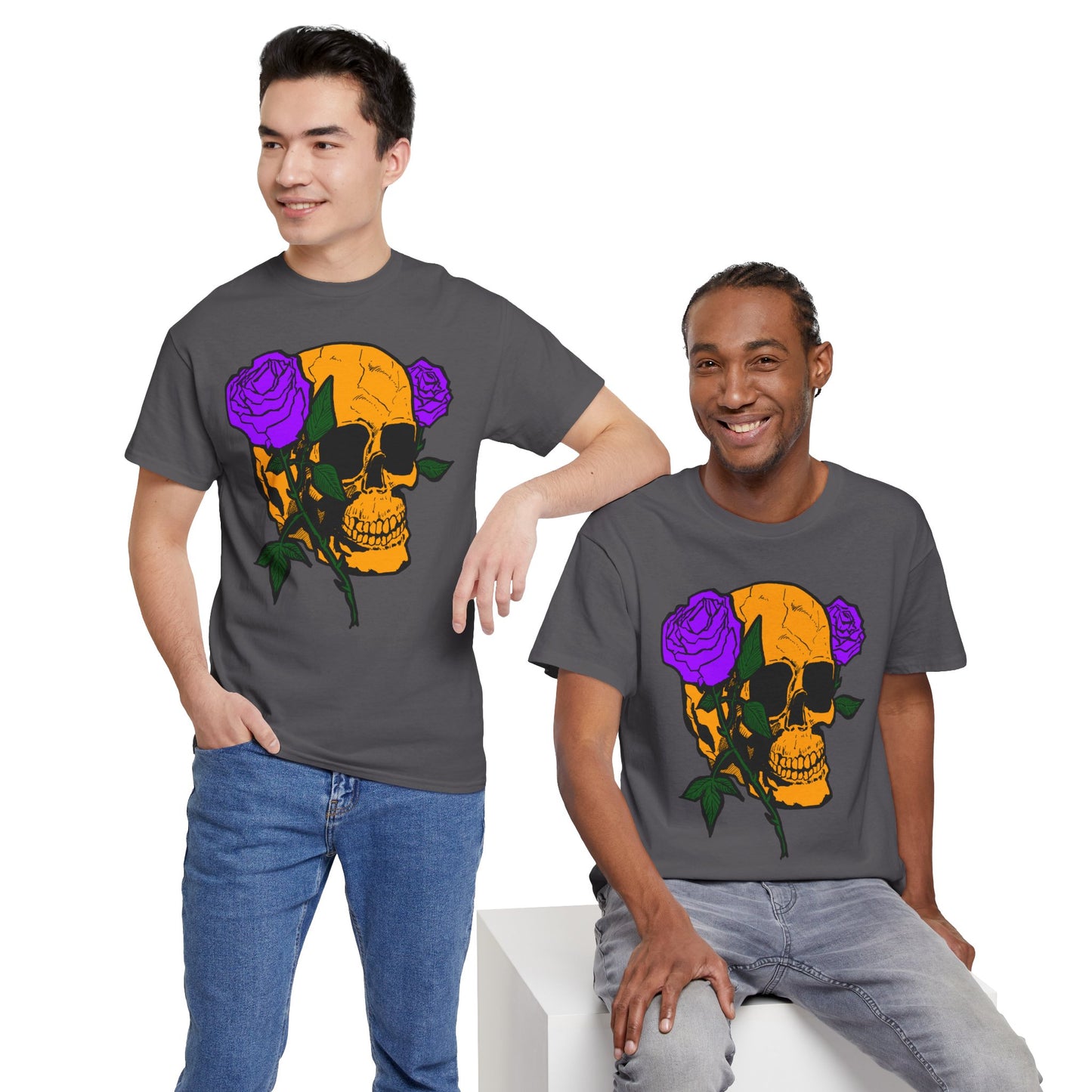 Skull and Roses Unisex Tee, Gothic Aesthetic Shirt, Vintage Graphic T-Shirt, Streetwear Essentials, Edgy Casual Wear