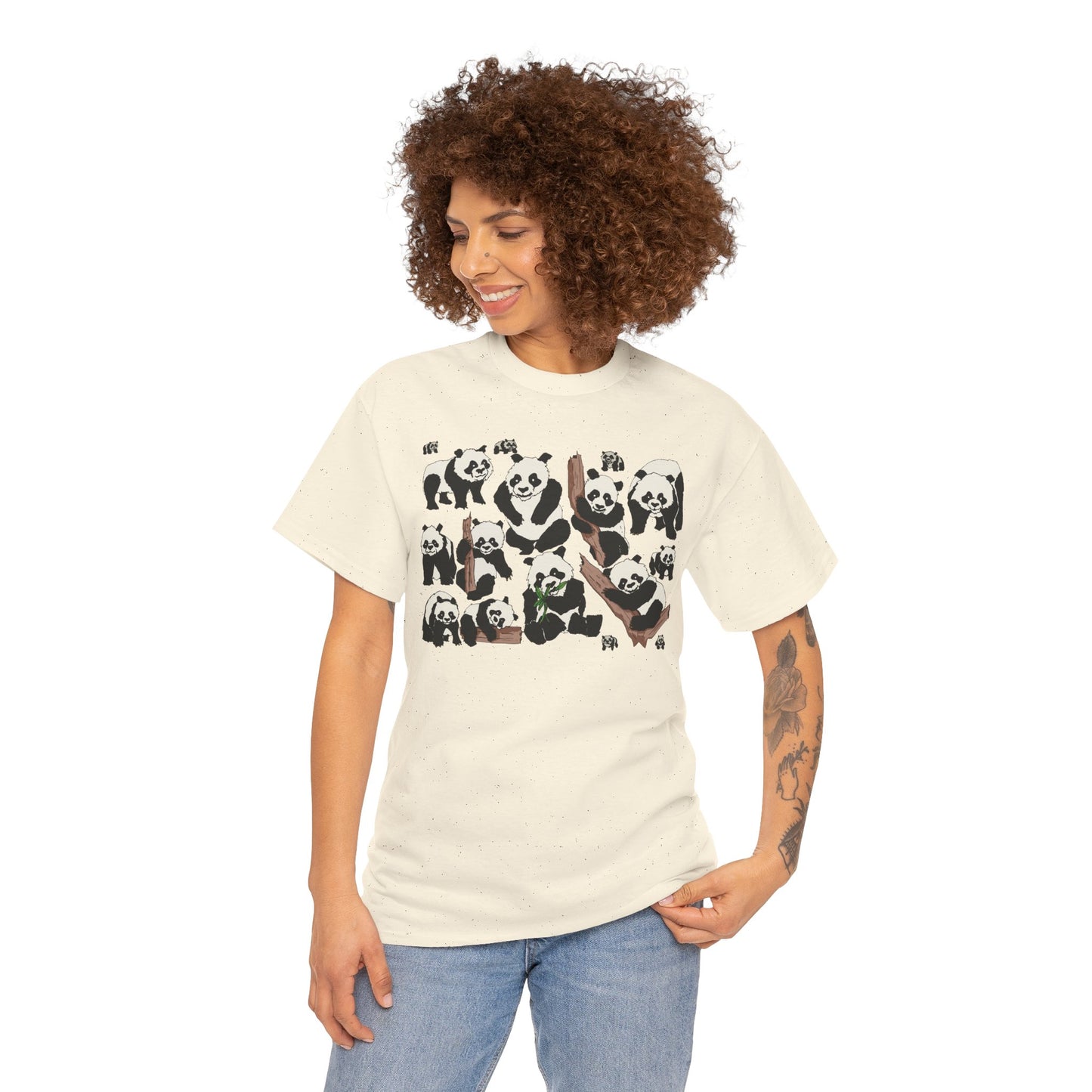 Cute Panda Design Unisex Heavy Cotton Tee | Animal Lover Gift, Casual Wear, Eco-Friendly Apparel, Nature Enthusiast Clothing