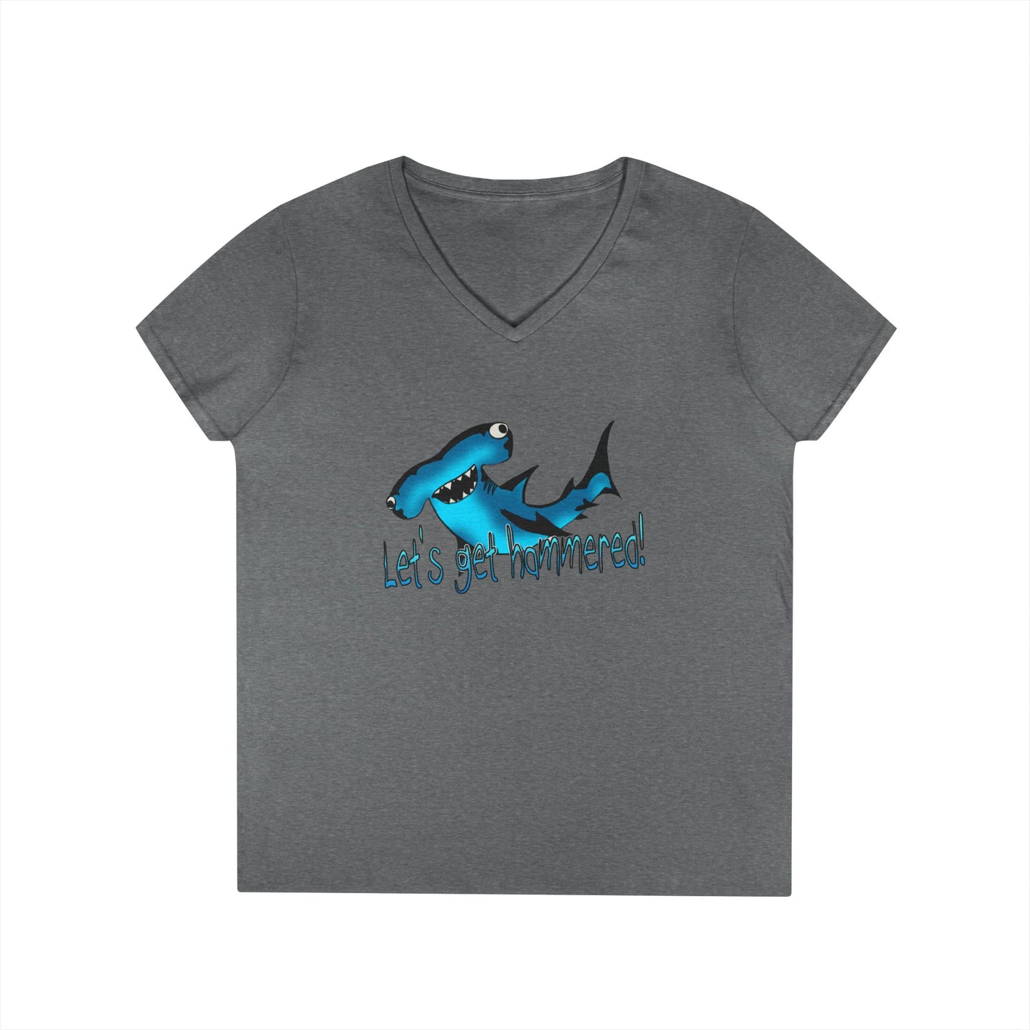 Funny Shark Ladies' V-Neck T-Shirt | Let's Get Hammered Design