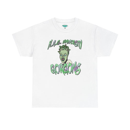 H.A.G. University Gorgons Unisex Heavy Cotton Tee - Spooky & Fun Graphic T-Shirt