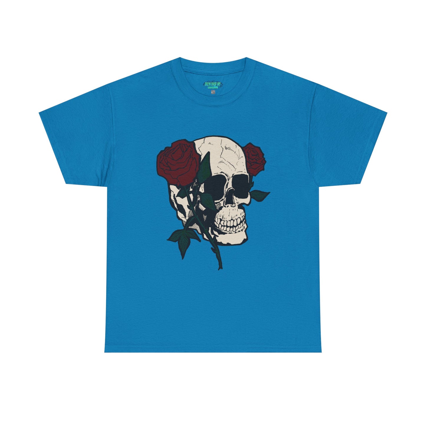 Skull and Roses Unisex Heavy Cotton Tee - Edgy Graphic T-Shirt for Impactful Style