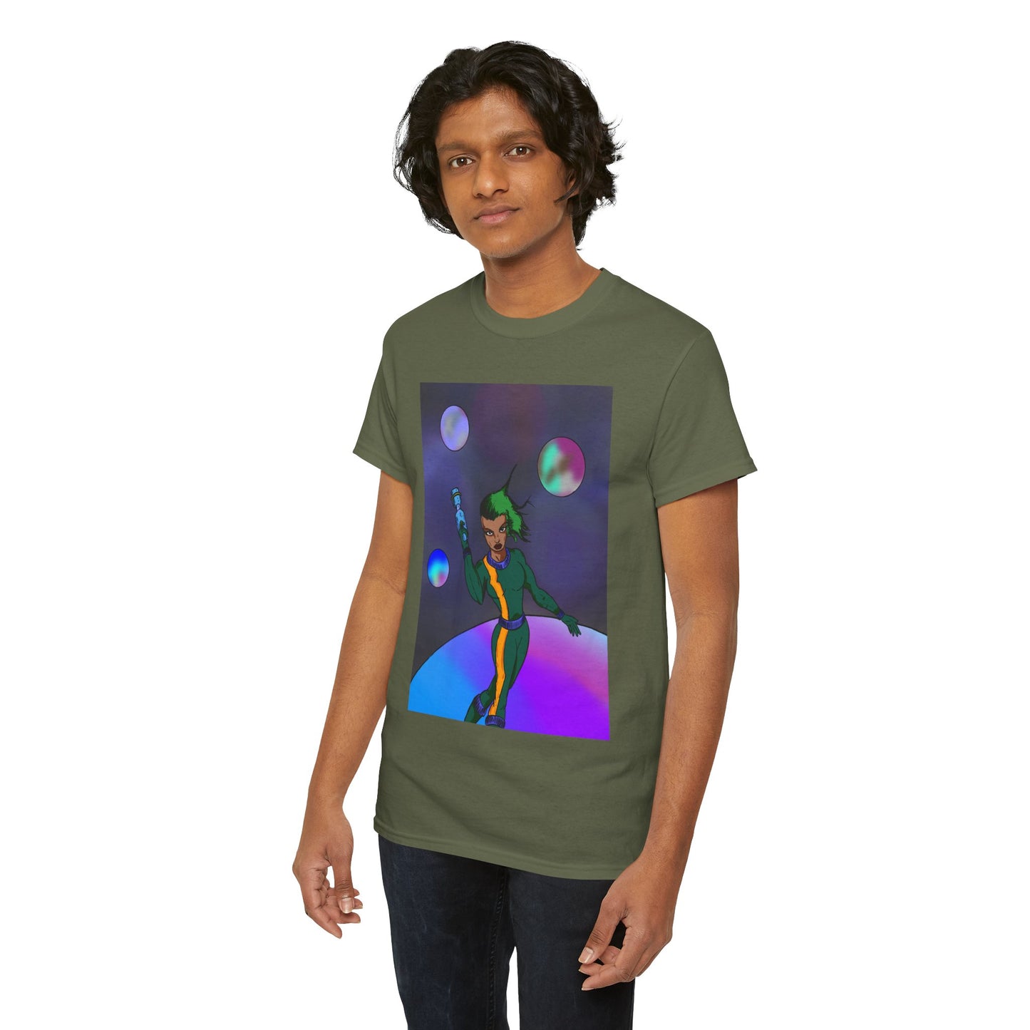 Cosmic Hero Vibe Tee - Unisex Heavy Cotton Tee, Space Art Shirt, Retro Sci-Fi T-Shirt, Gift for Space Lovers, Unique Graphic Tee