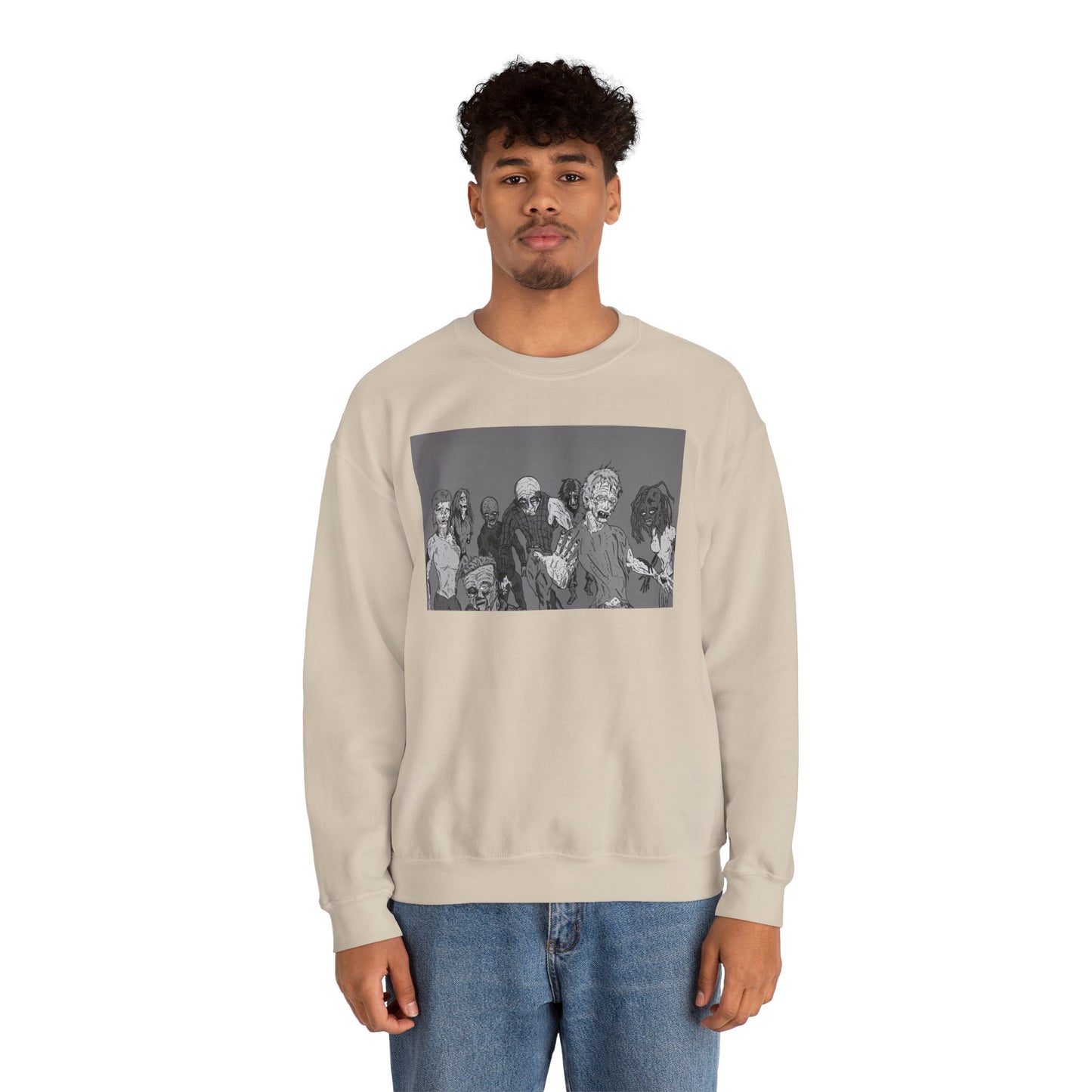 Vintage Zombie Horror Crewneck Sweatshirt - Unisex Heavy Blend™