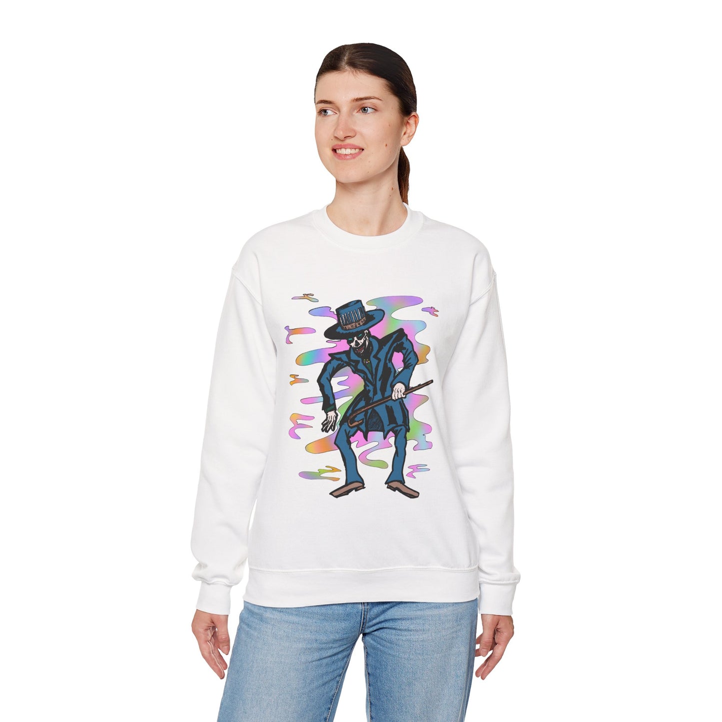 Vibrant Voodoo Graphic Crewneck Sweatshirt - Unisex Halloween Vibe