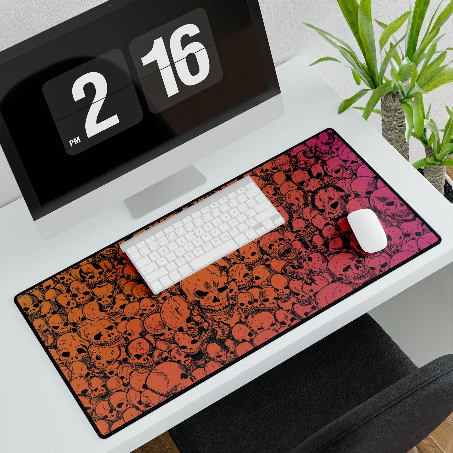 Gathering of Skulls Gradient Desk Mat — Large RGB Skull Pattern Mouse Pad