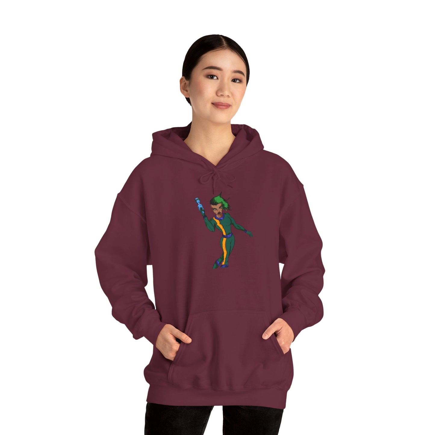 Funky Retro Space Warrior Hoodie - Unisex Heavy Blend™ Hooded Sweatshirt, Cozy Trendy Pullover, Perfect Gift for Dance Lovers, Party Vibes, [...]