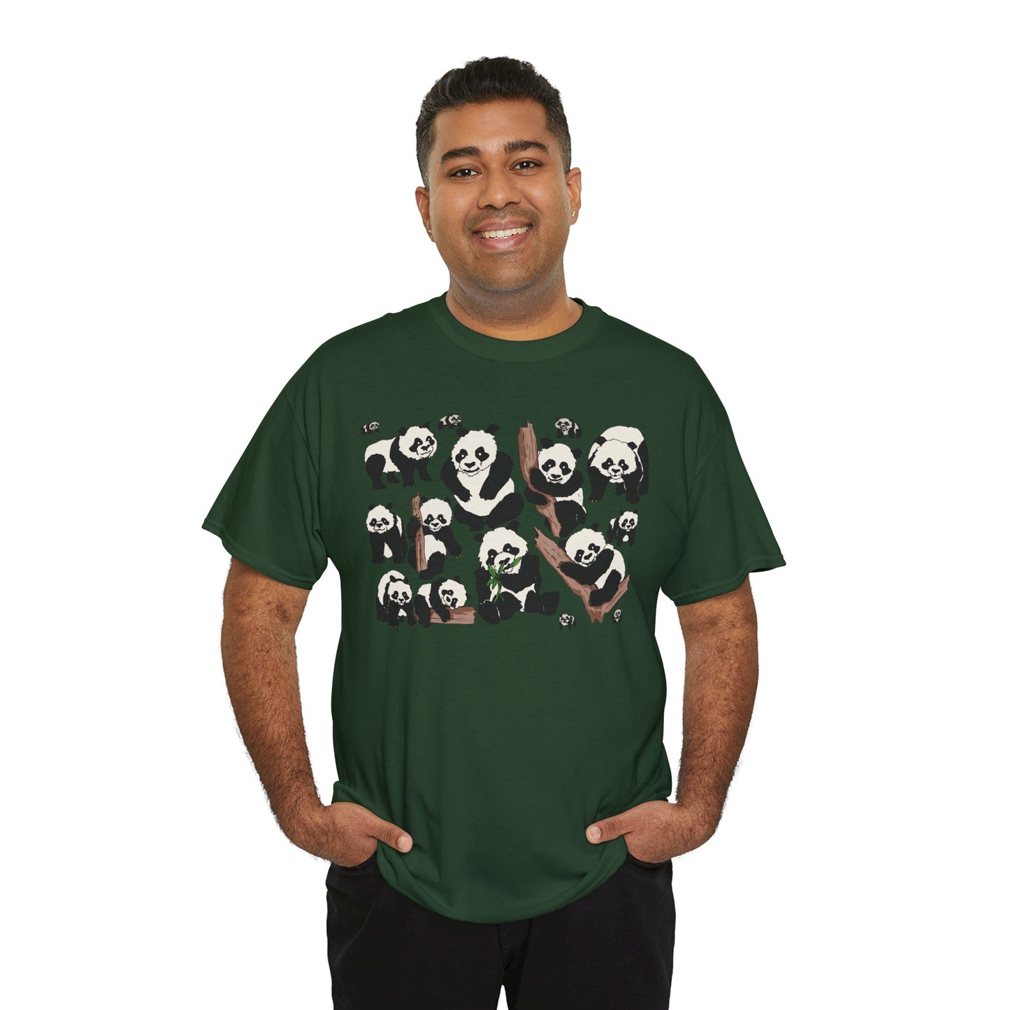 Cute Panda Design Unisex Heavy Cotton Tee | Animal Lover Gift, Casual Wear, Eco-Friendly Apparel, Nature Enthusiast Clothing