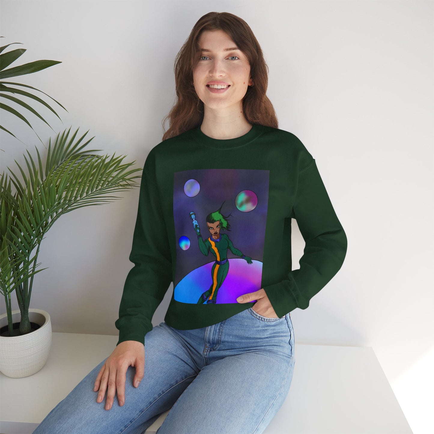 Cosmic Character Crewneck Sweatshirt – Fun, Unisex Design for Casual Style