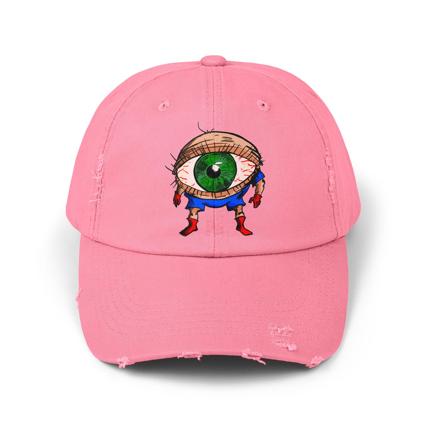 Terrif-EYE-ing Unisex Distressed Cap with Quirky Eyeball Design - Perfect for Casual Style