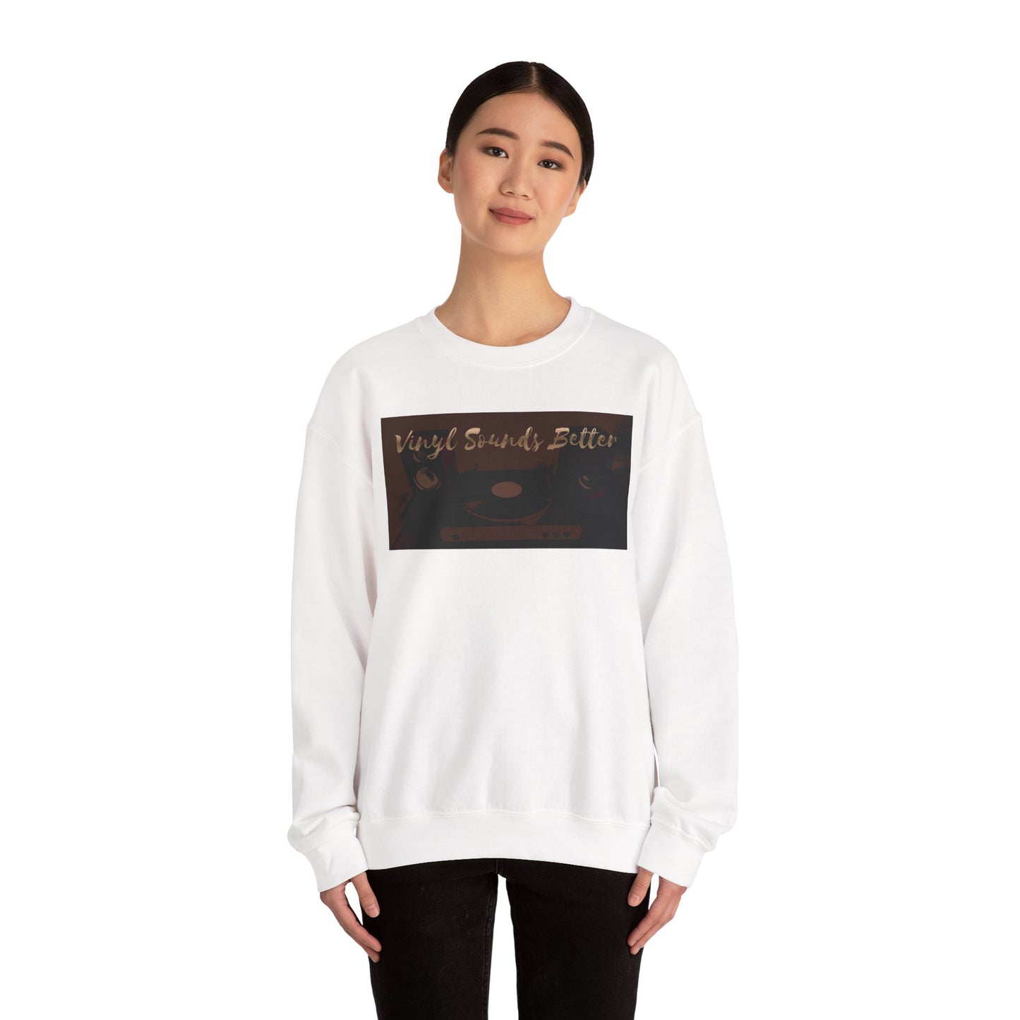 Crewneck Sweatshirt — "Vinyl Sounds Better" Retro Record Graphic