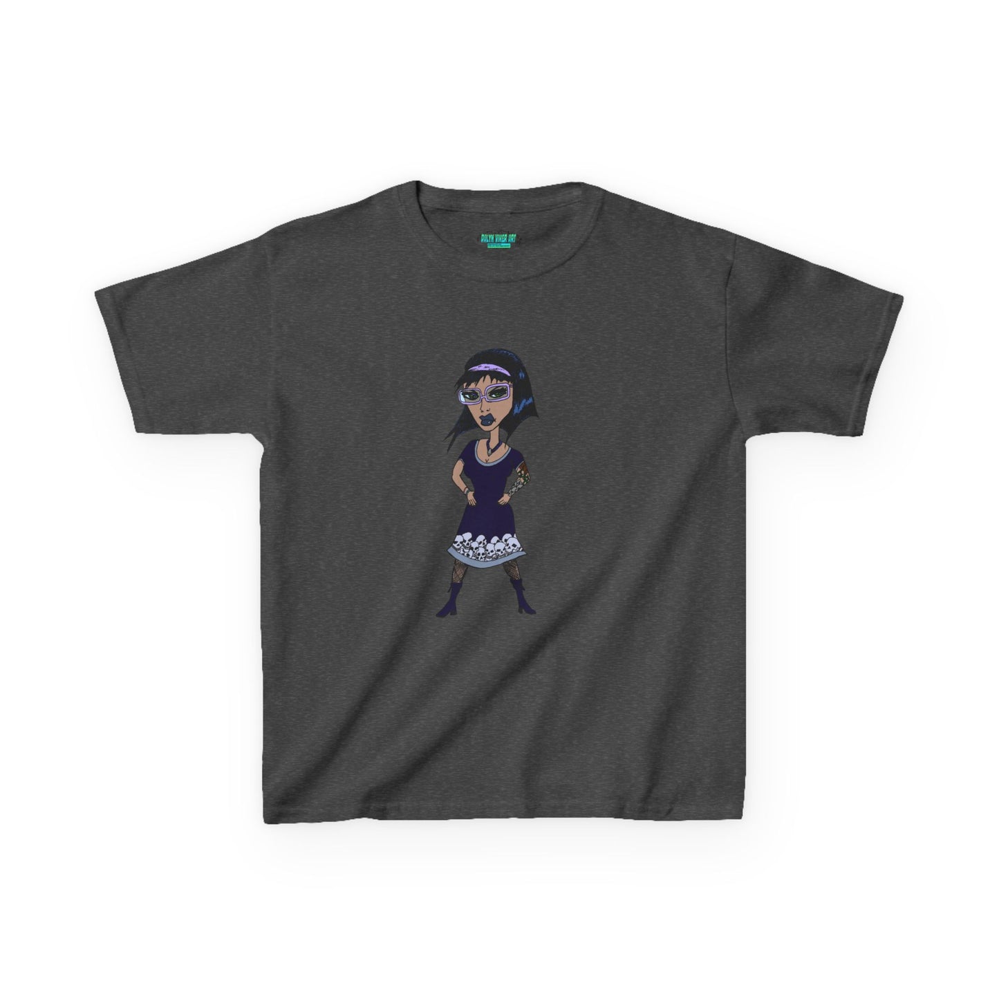 Kids Tee — Vintage Gothic Girl Cartoon Graphic Tee for Children