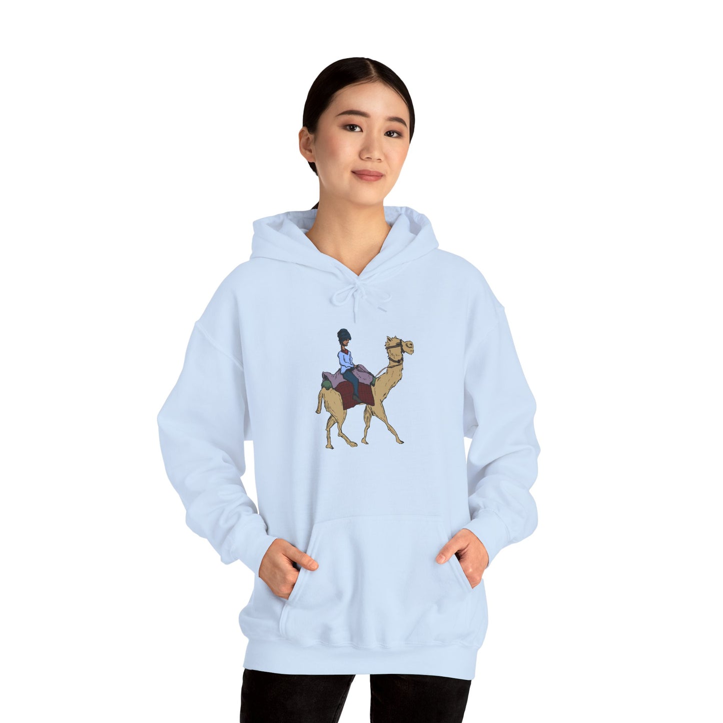 Camel Ride Hoodie, Cozy Unisex Pullover Sweatshirt, Fun Animal Lover Gift, Perfect for Travel & Adventure Enthusiasts
