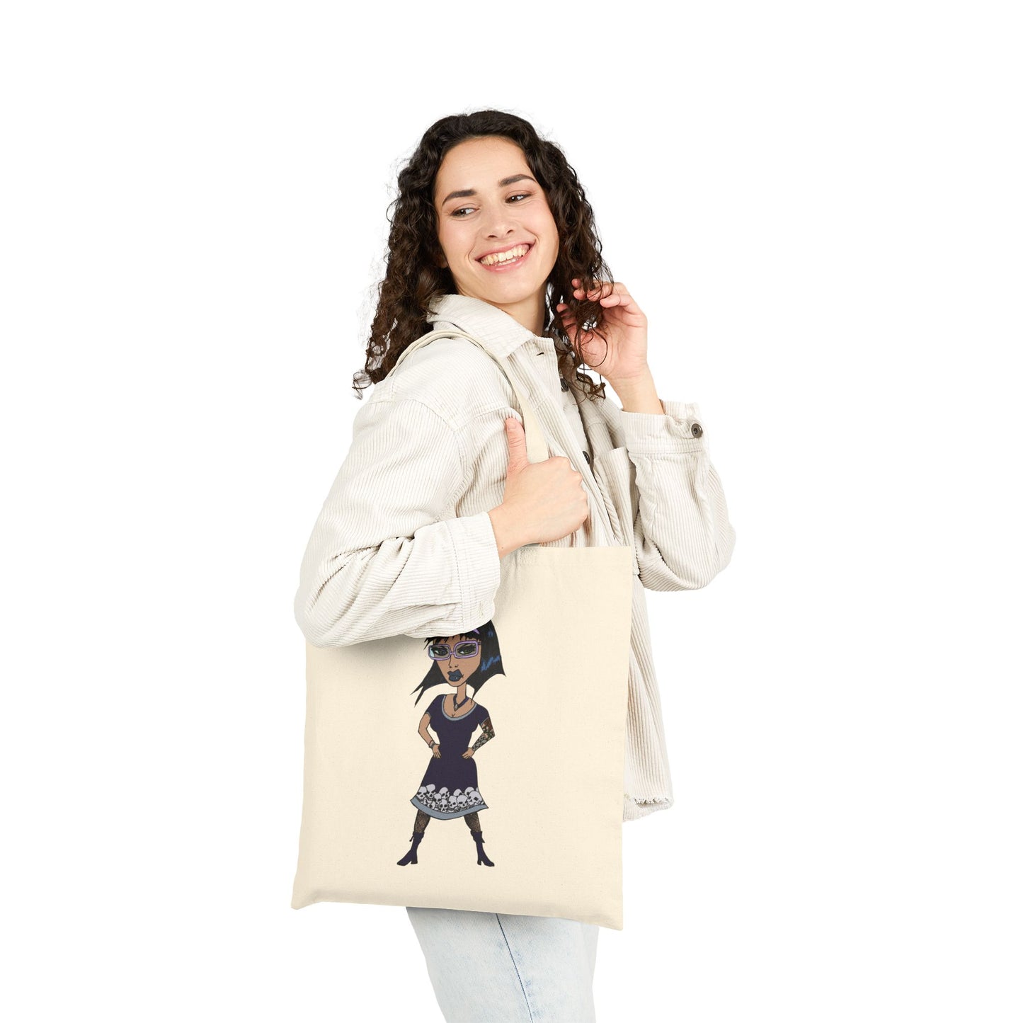 Vintage Goth Woman Cotton Canvas Tote Bag –  Reusable Market Bag
