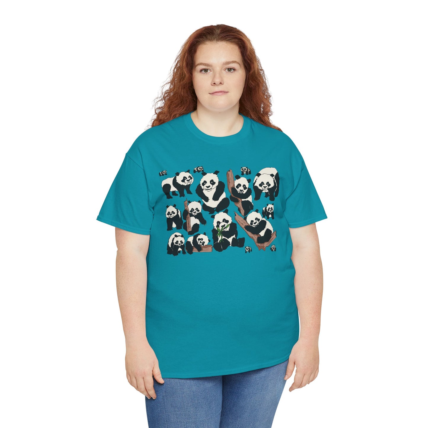 Cute Panda Design Unisex Heavy Cotton Tee | Animal Lover Gift, Casual Wear, Eco-Friendly Apparel, Nature Enthusiast Clothing