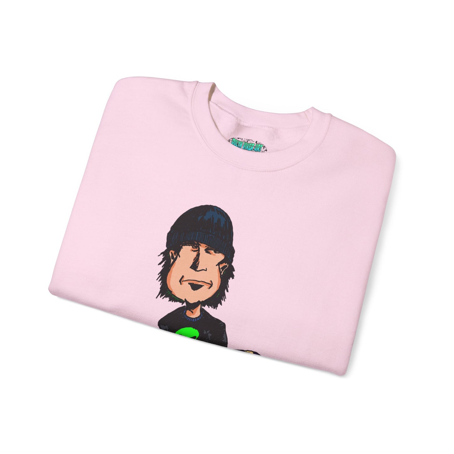 Rude Skater Dude - Cartoon Skate Punk Crewneck Sweatshirt — Retro Skateboard Character Graphic