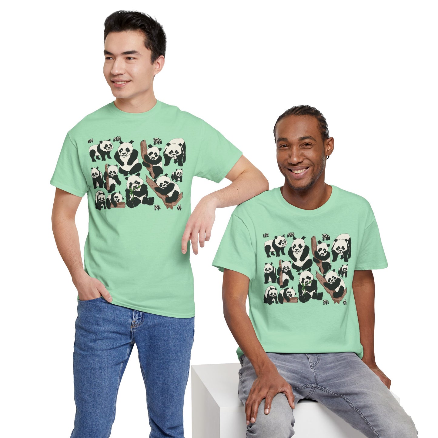 Cute Panda Design Unisex Heavy Cotton Tee | Animal Lover Gift, Casual Wear, Eco-Friendly Apparel, Nature Enthusiast Clothing