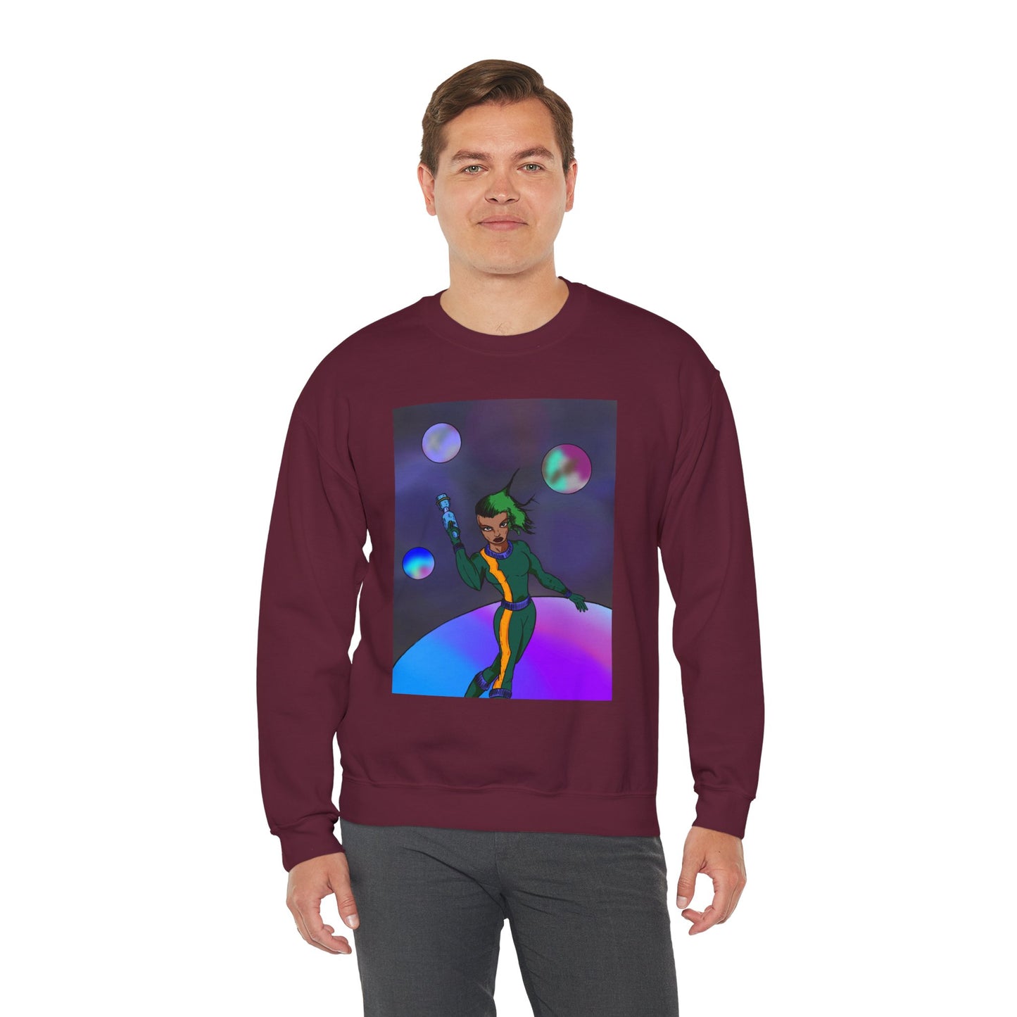 Cosmic Character Crewneck Sweatshirt – Fun, Unisex Design for Casual Style