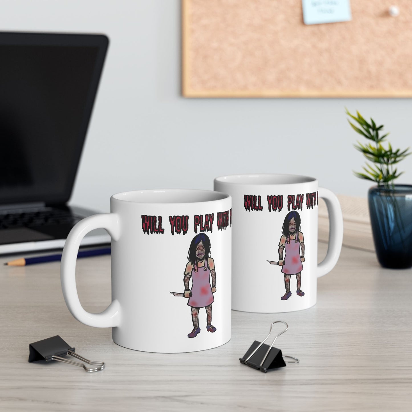 Will You Play With Me? - Evil Doll Ceramic Mug, (11oz)