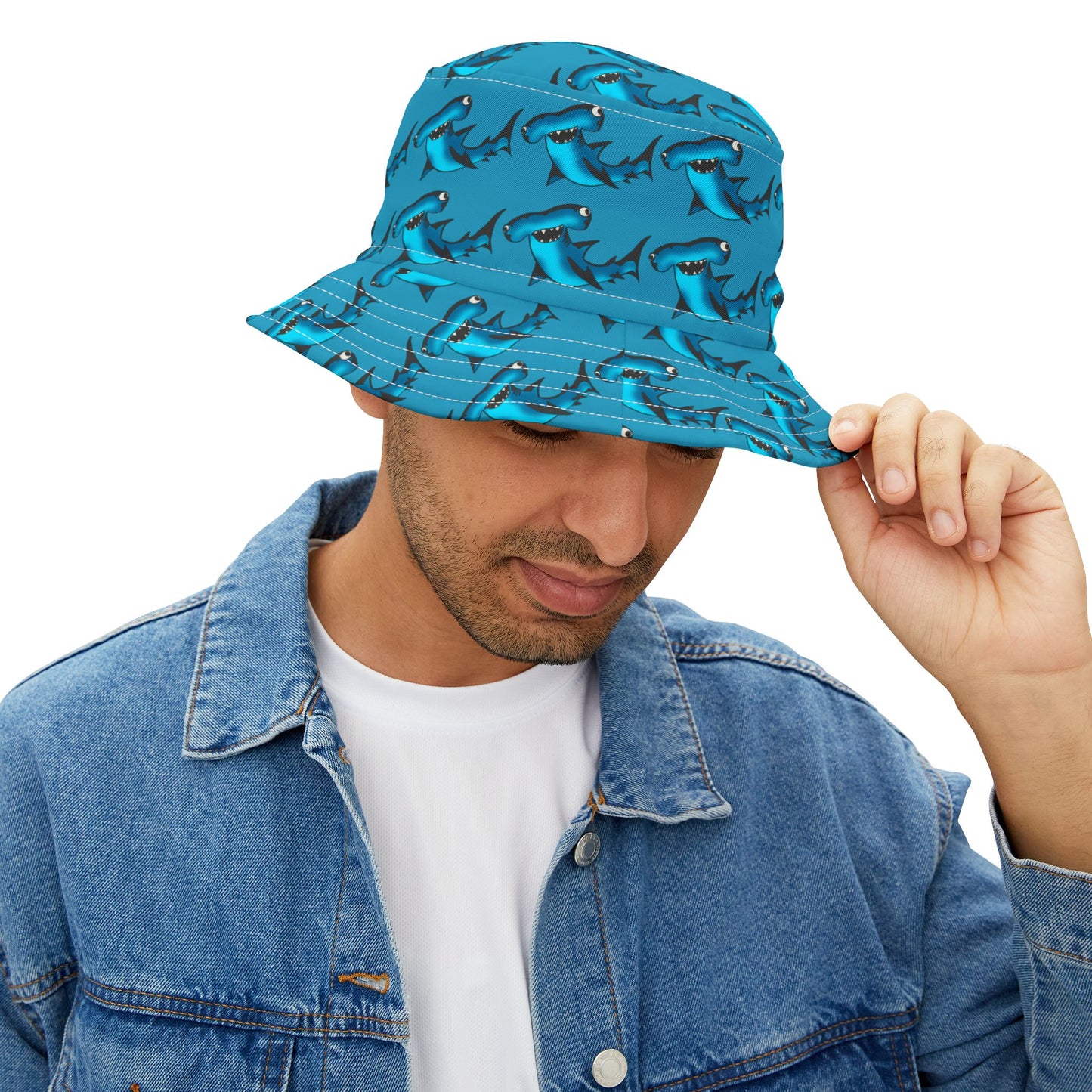 Shark Print Bucket Hat - Fun Beachwear for Summer Adventures