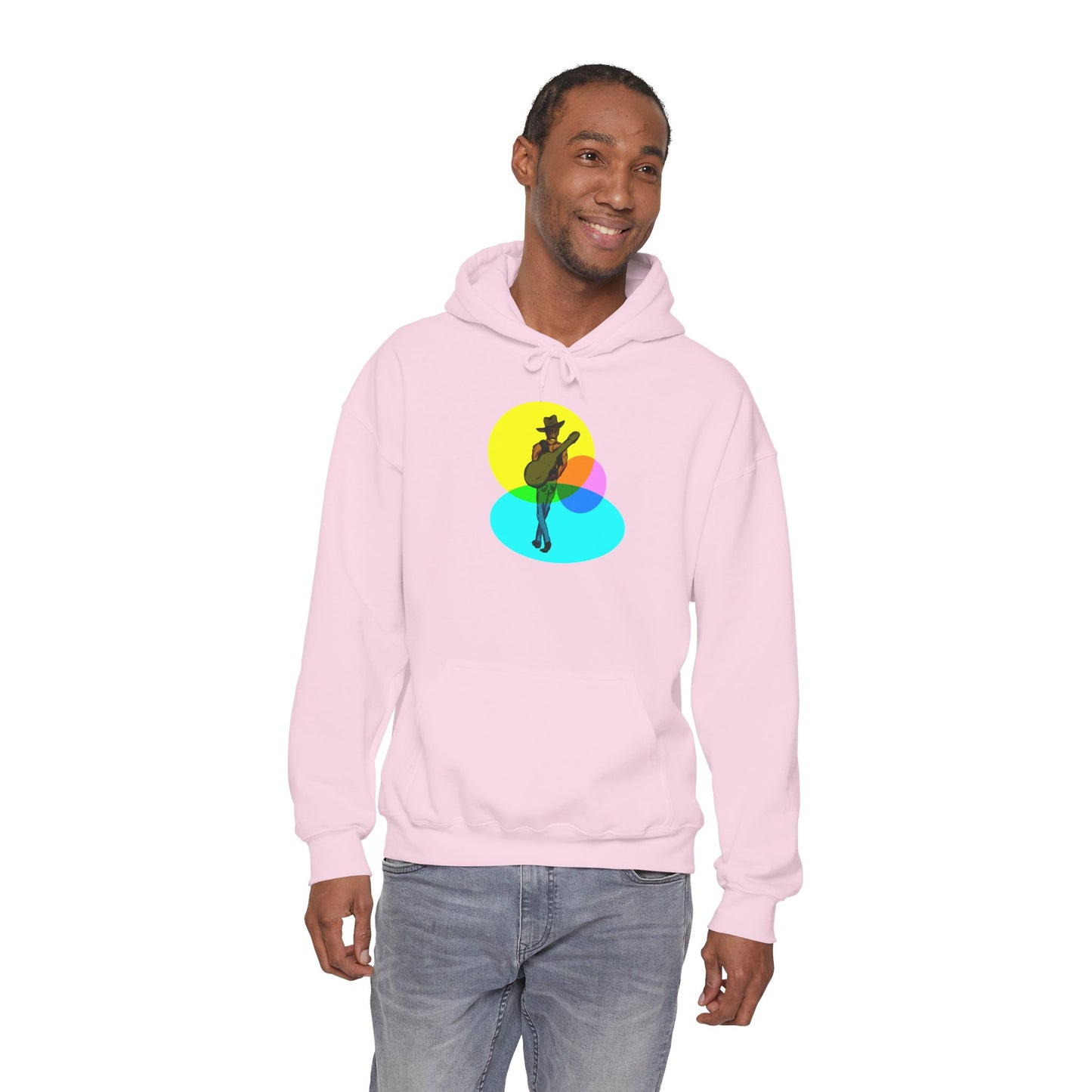 Cowboy with Guitar Hoodie — Colorful Retro Music Graphic Sweatshirt