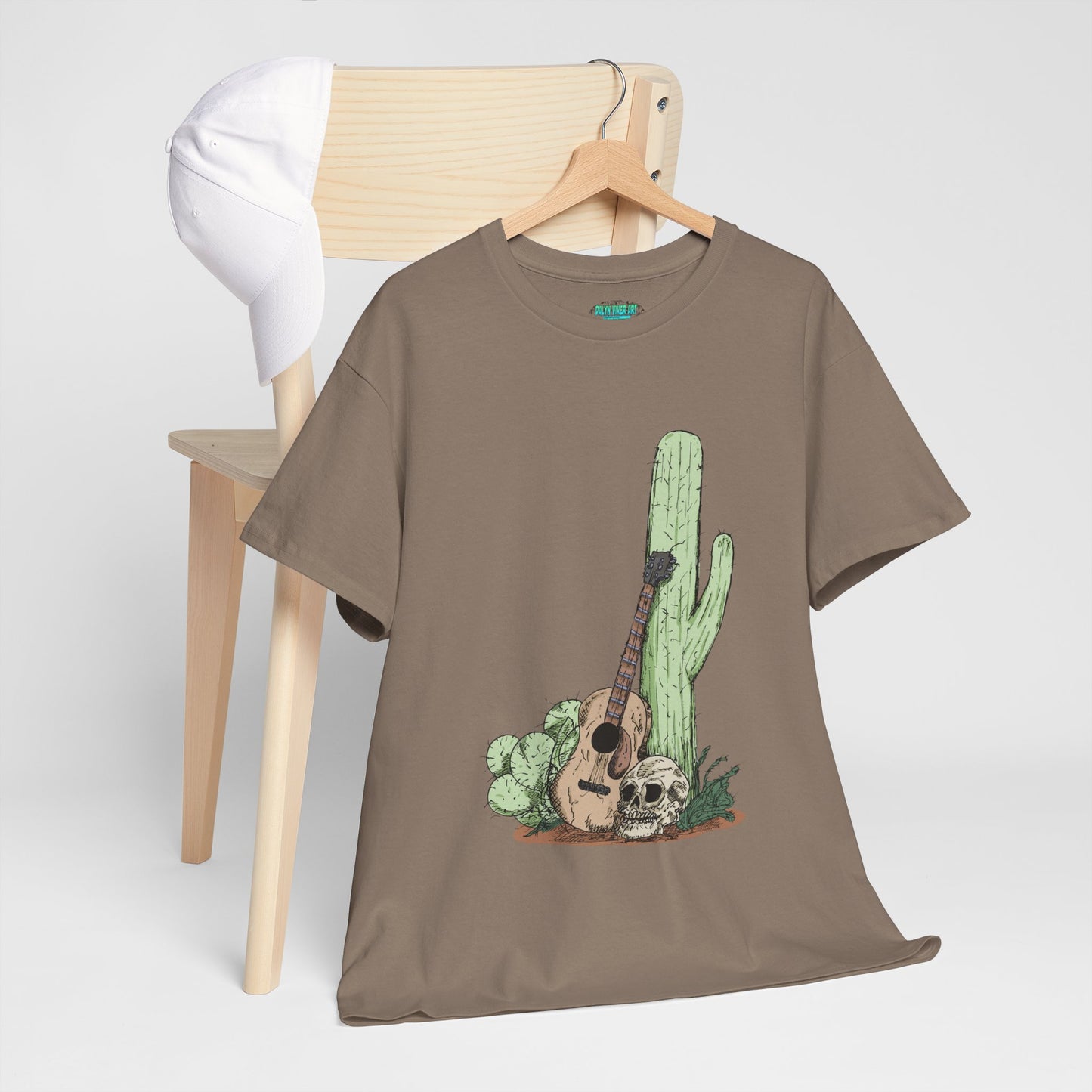 Desert Vibe Graphic Tee - Unisex Heavy Cotton Shirt, Boho Cactus Shirt, Guitar Lover's Gift, Summer Top, Music T-Shirt