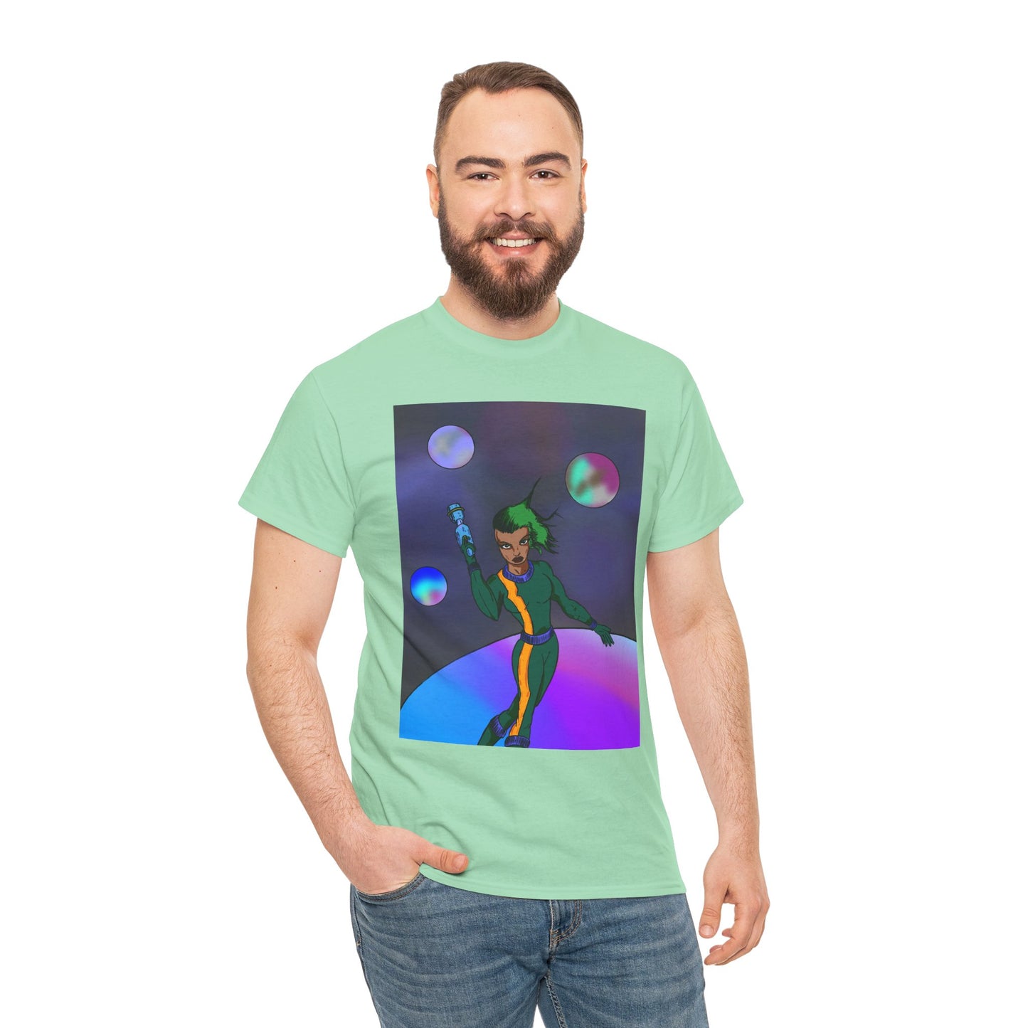 Cosmic Hero Vibe Tee - Unisex Heavy Cotton Tee, Space Art Shirt, Retro Sci-Fi T-Shirt, Gift for Space Lovers, Unique Graphic Tee