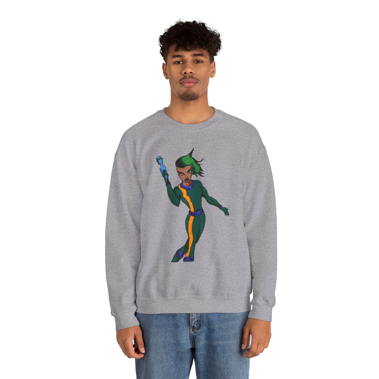 Heroic Vibes Crewneck Sweatshirt with Bold Design