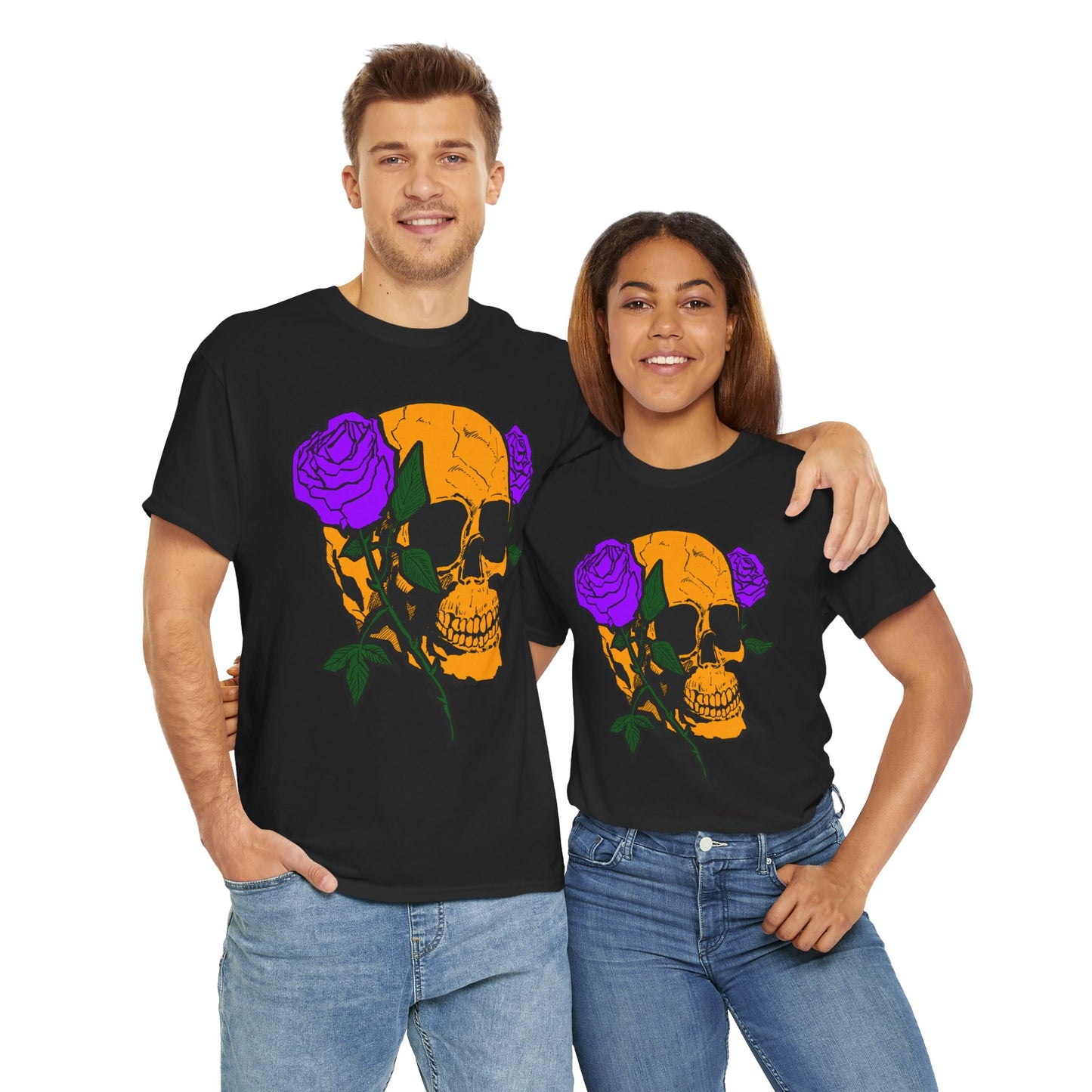 Skull and Roses Unisex Tee, Gothic Aesthetic Shirt, Vintage Graphic T-Shirt, Streetwear Essentials, Edgy Casual Wear