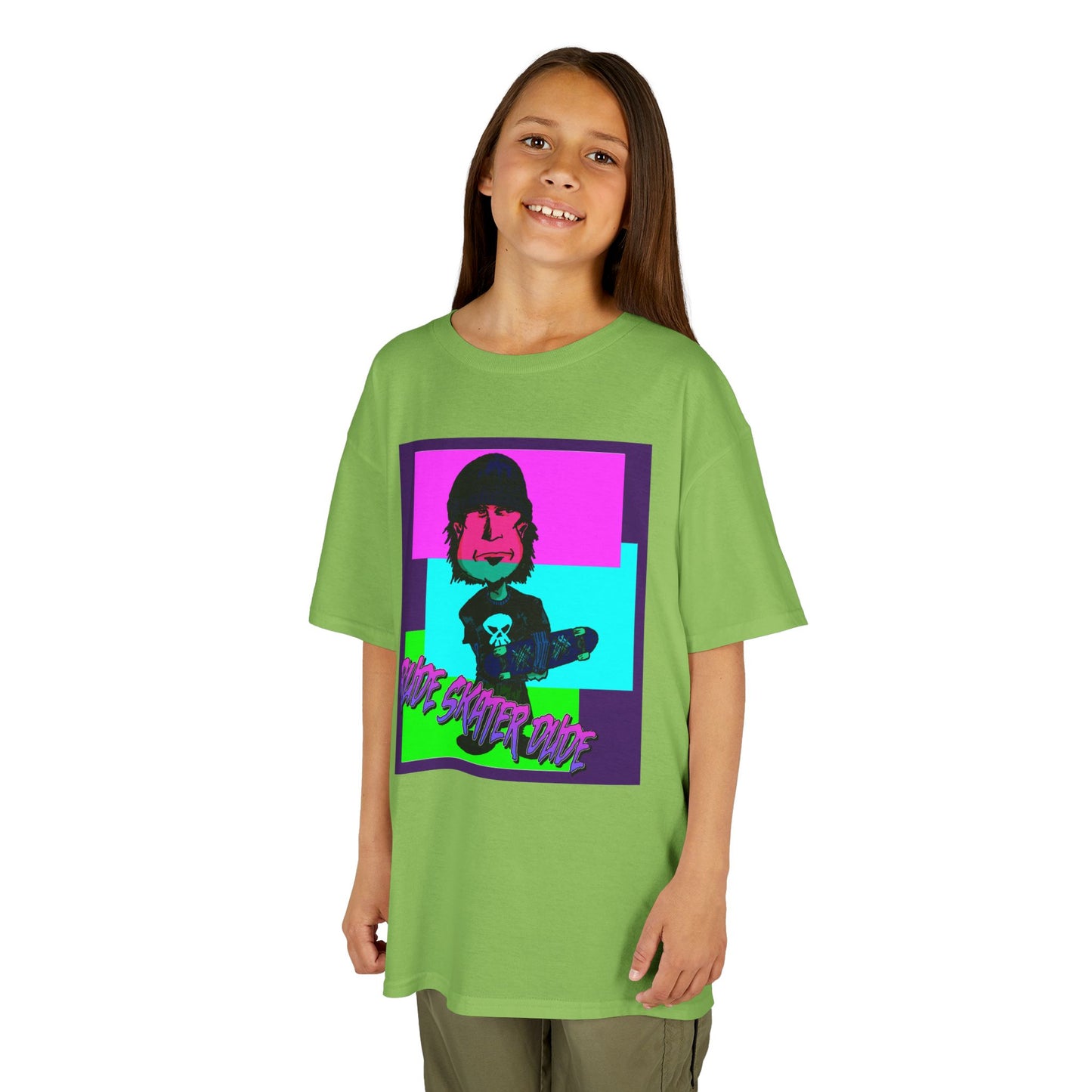 Kids Tee — Retro Neon Rude Skater Dude Kid Graphic T-Shirt