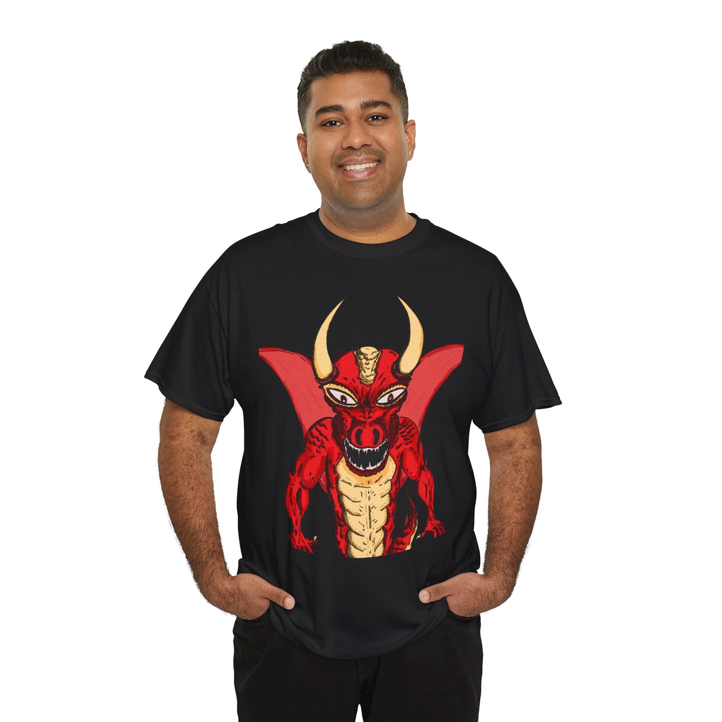 Bold Red Dragon Unisex Heavy Cotton Tee | Graphic Shirt for Anime Fans, Party Wear, Casual Outfit, Gift for Him/Her