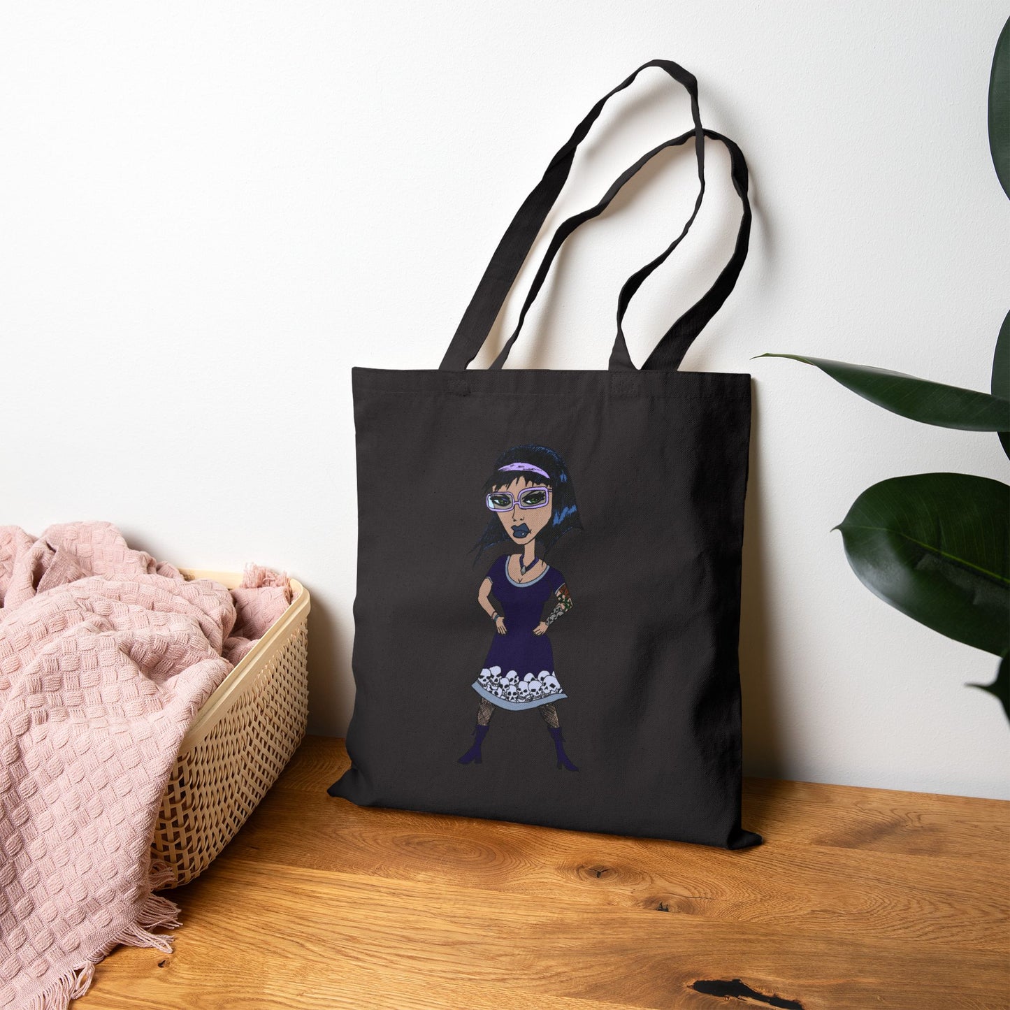 Vintage Goth Woman Cotton Canvas Tote Bag –  Reusable Market Bag